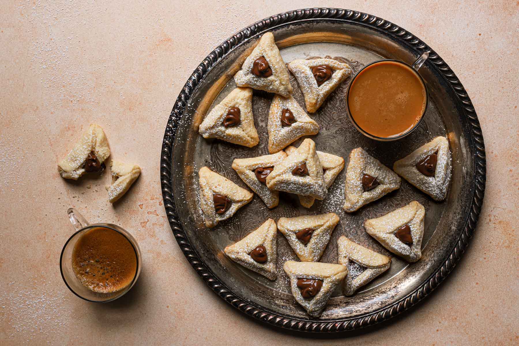Hamantaschen Cookies served on a tray.