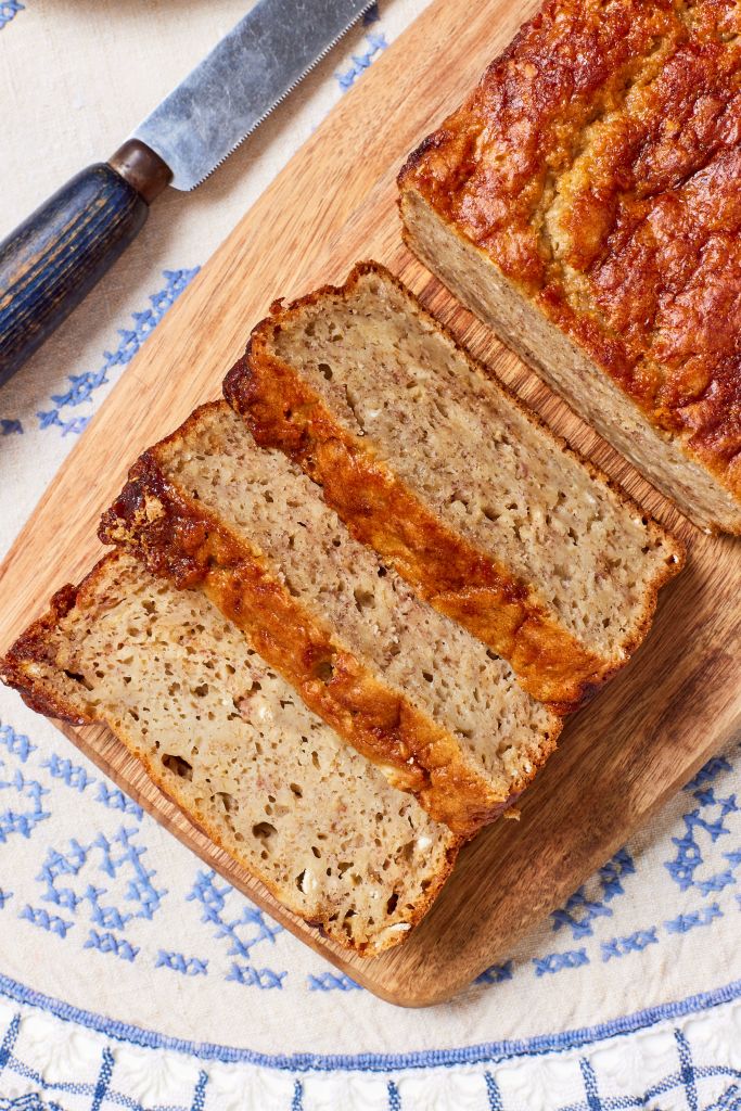 Sliced golden Best Banana Bread