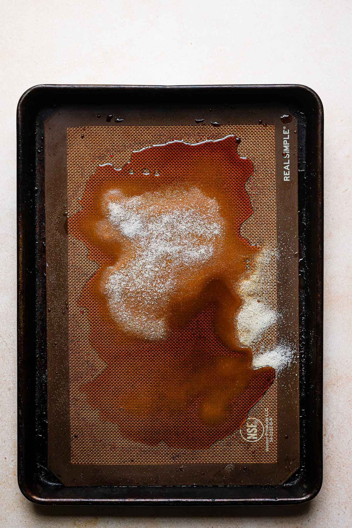 Caramelized sugar on a tray