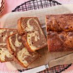 Sliced marble pound cake