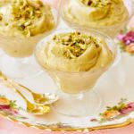 Serving dishes filled with pistachio pudding