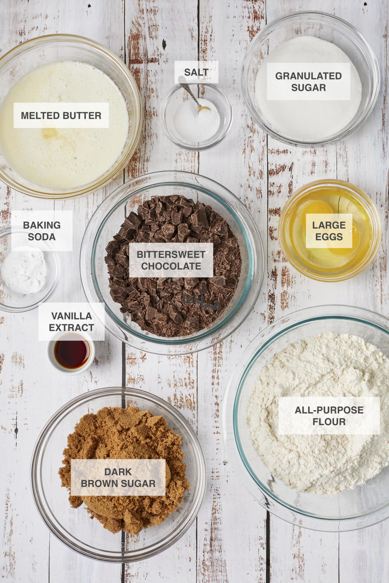 Ingredients for the Best Ever Chocolate Chip Cookies Recipe