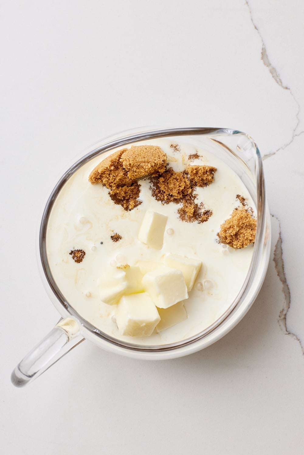 Mix microwave caramel sauce ingredients in a microwave-safe jug. 