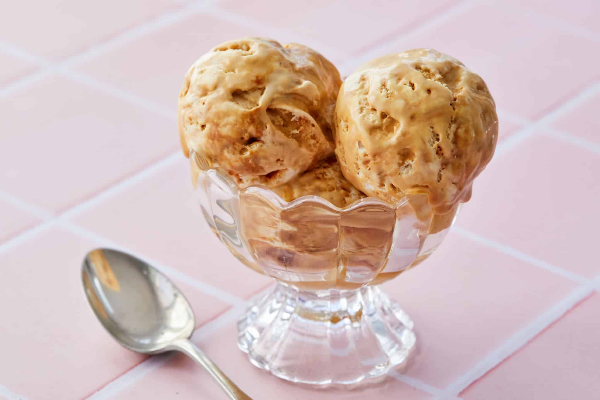 Honeycomb Ice Cream in a glass bowl