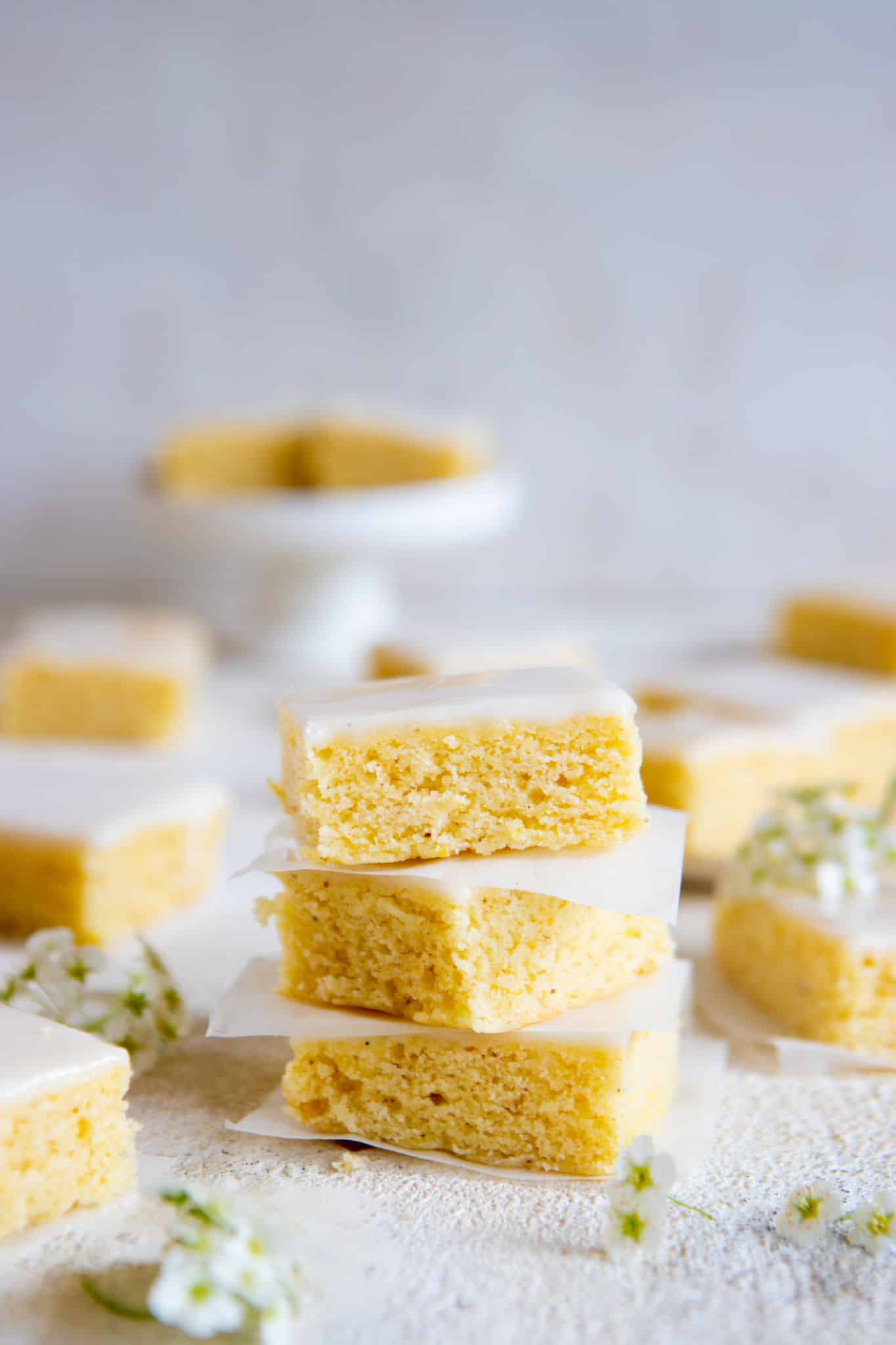 Lemon Blondies stacked on each other