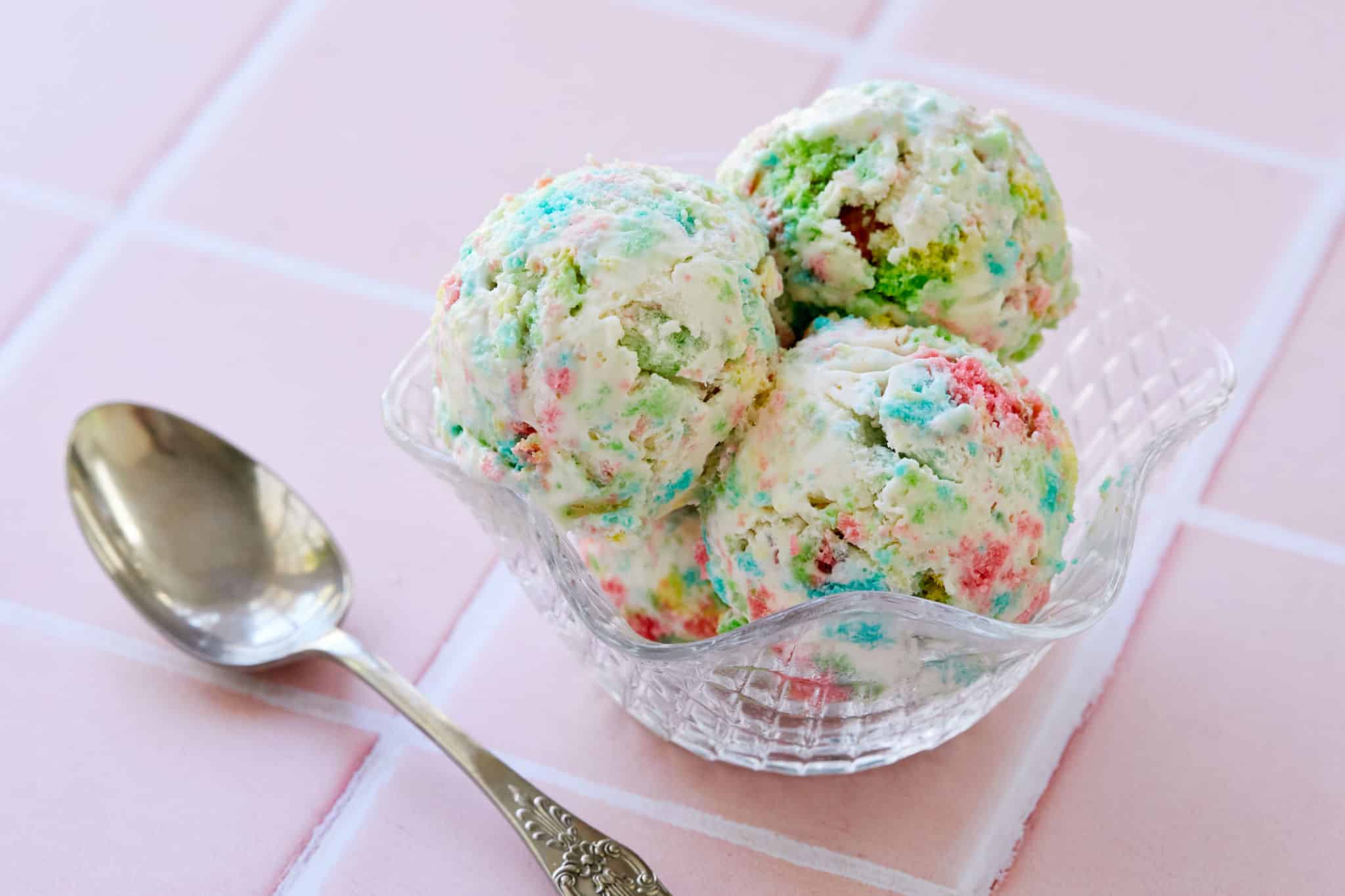 2 Ingredient Rainbow Ice Cream in a bowl