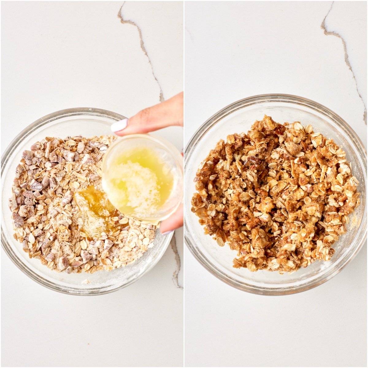 Transfer to a medium bowl, then stir in the melted butter using a spatula until well combined.