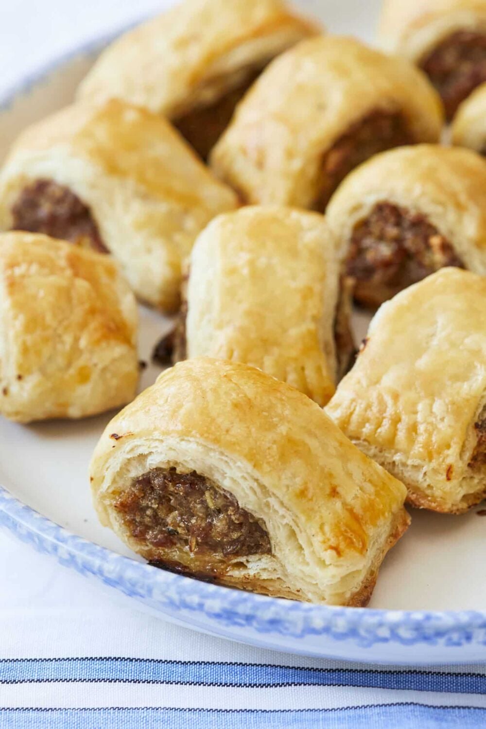 Homemade Irish Sausage Rolls10 Irish Sausage Rolls with flaky pastry and juicy savory sausage.