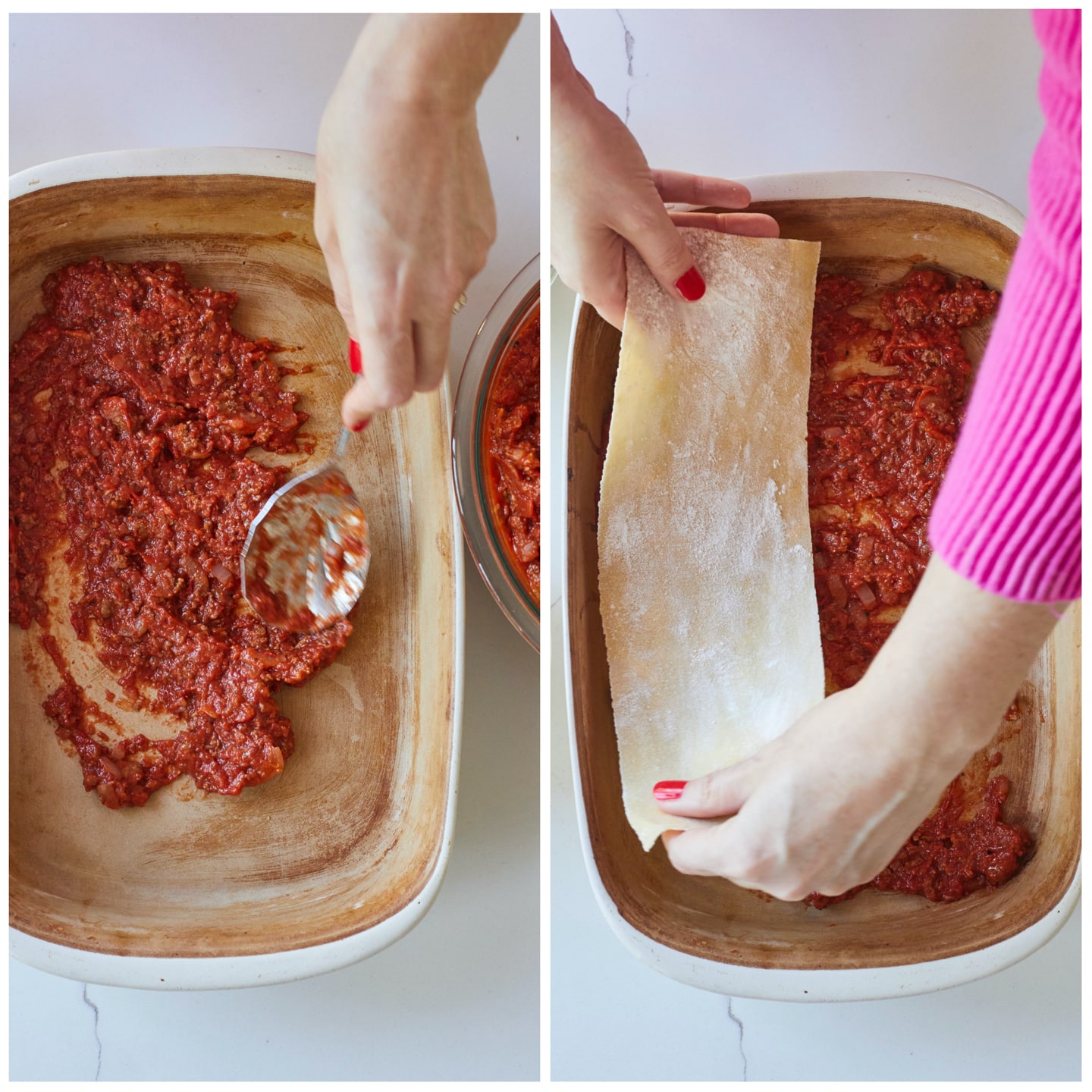 The Best Lasagna Recipe (100% From Scratch!)assembling sauce lasagna sheet