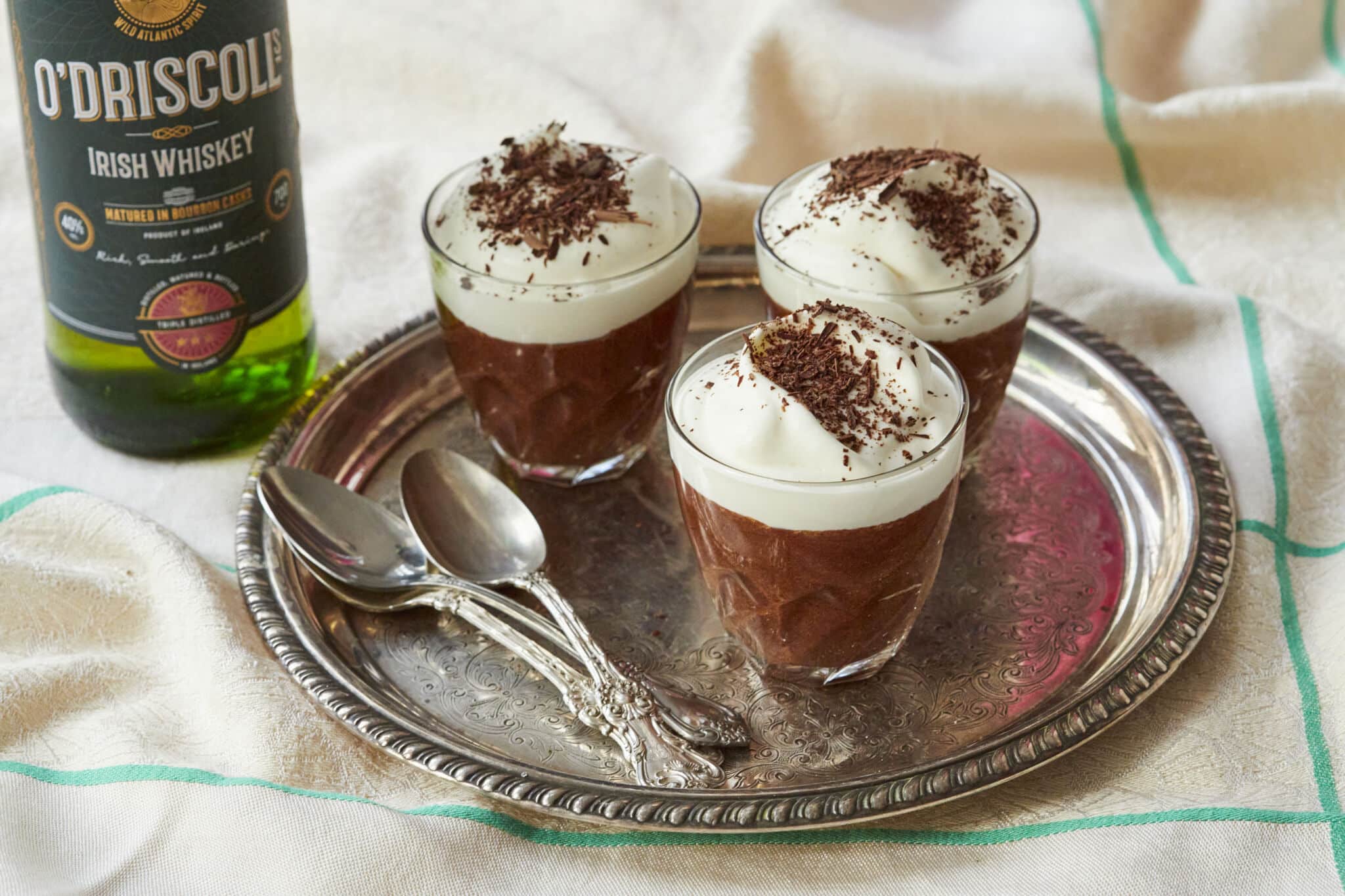 O Driscoll's's Whiskey Chocolate Mousse loaded with rich chocolate flavors and a cheeky kick of Irish whiskey topped with airy Whiskey whipped cream.