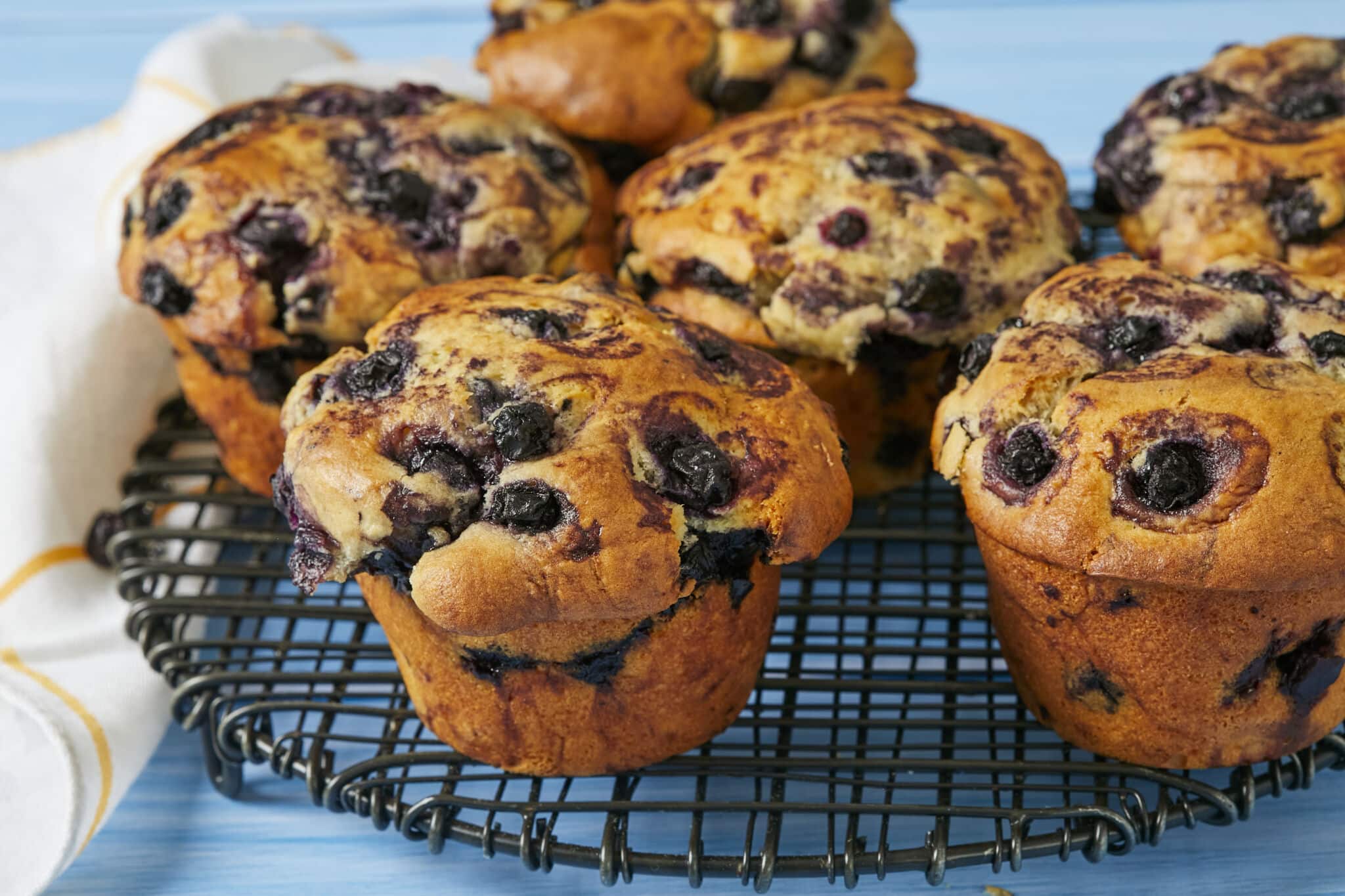 Giant muffins are moist and tender, loaded with beautiful floral flavor from vanilla and sweet blueberries, and elevated with refreshing lemon zest.