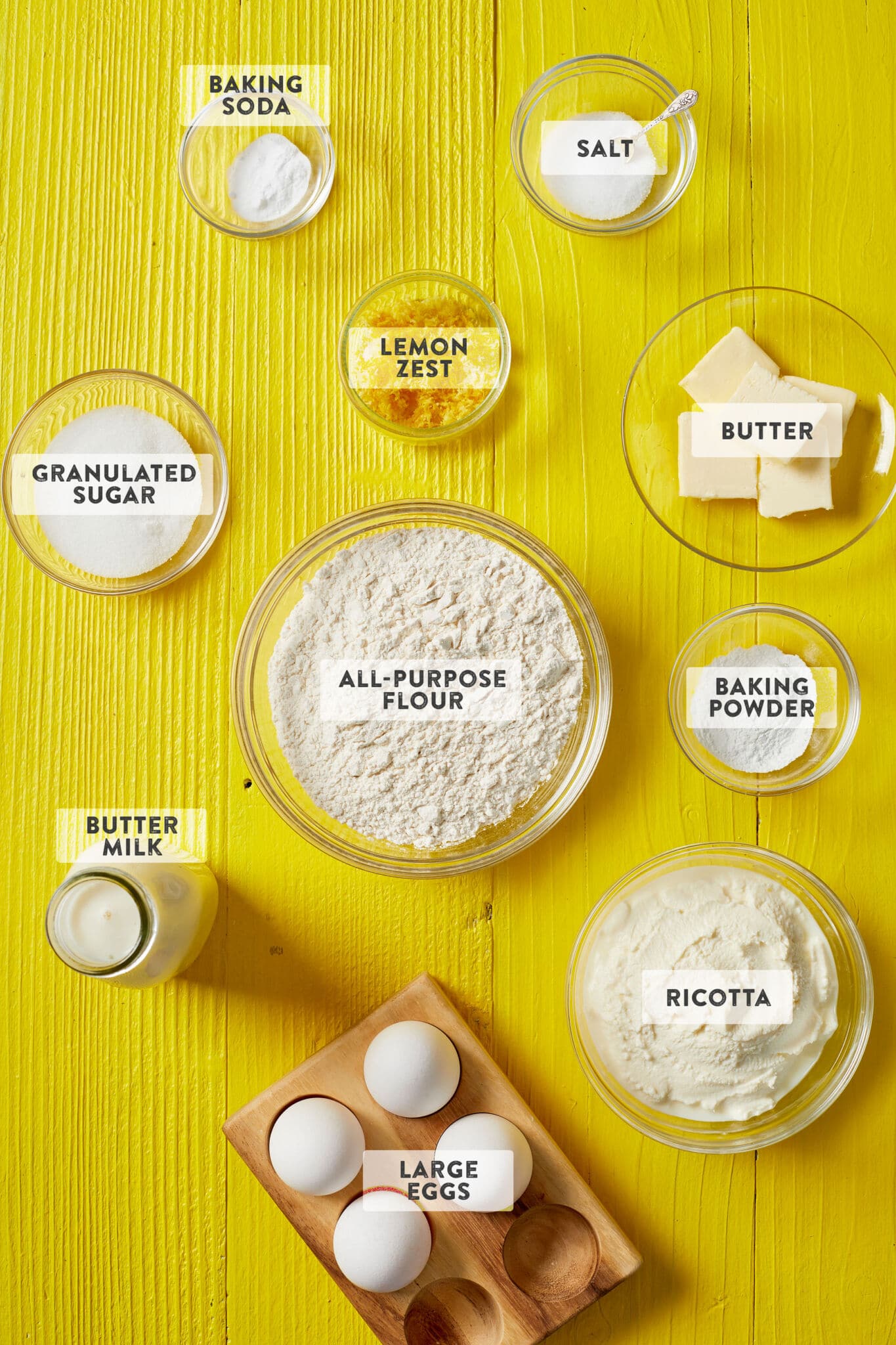 Ingredients for Lemon Ricotta Pancakes Hotcakes 