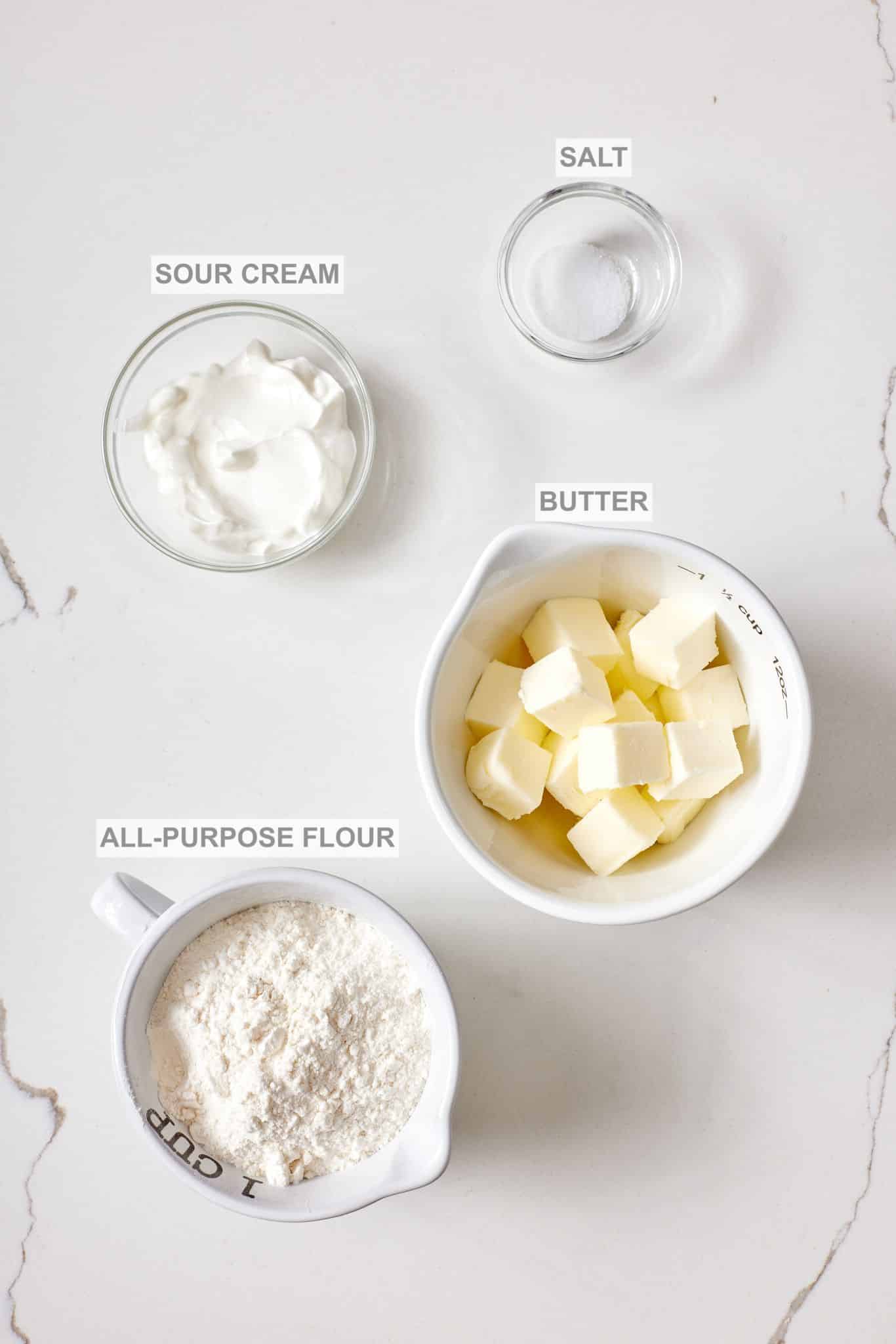 Sour Cream Pie Crust ingredients. 