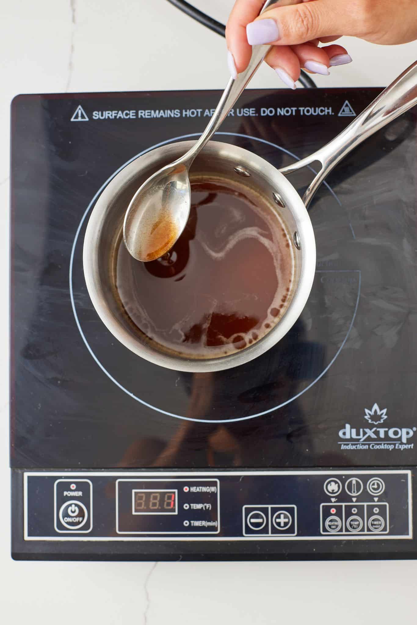 Chess pie4 Make chess pie filling in a small saucepan: brown the filling first.