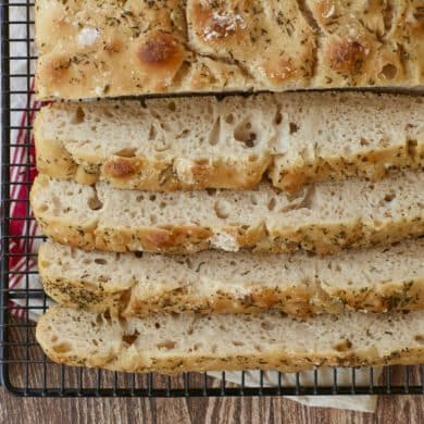 No-Knead Focaccia with Roasted Garlic and Rosemary