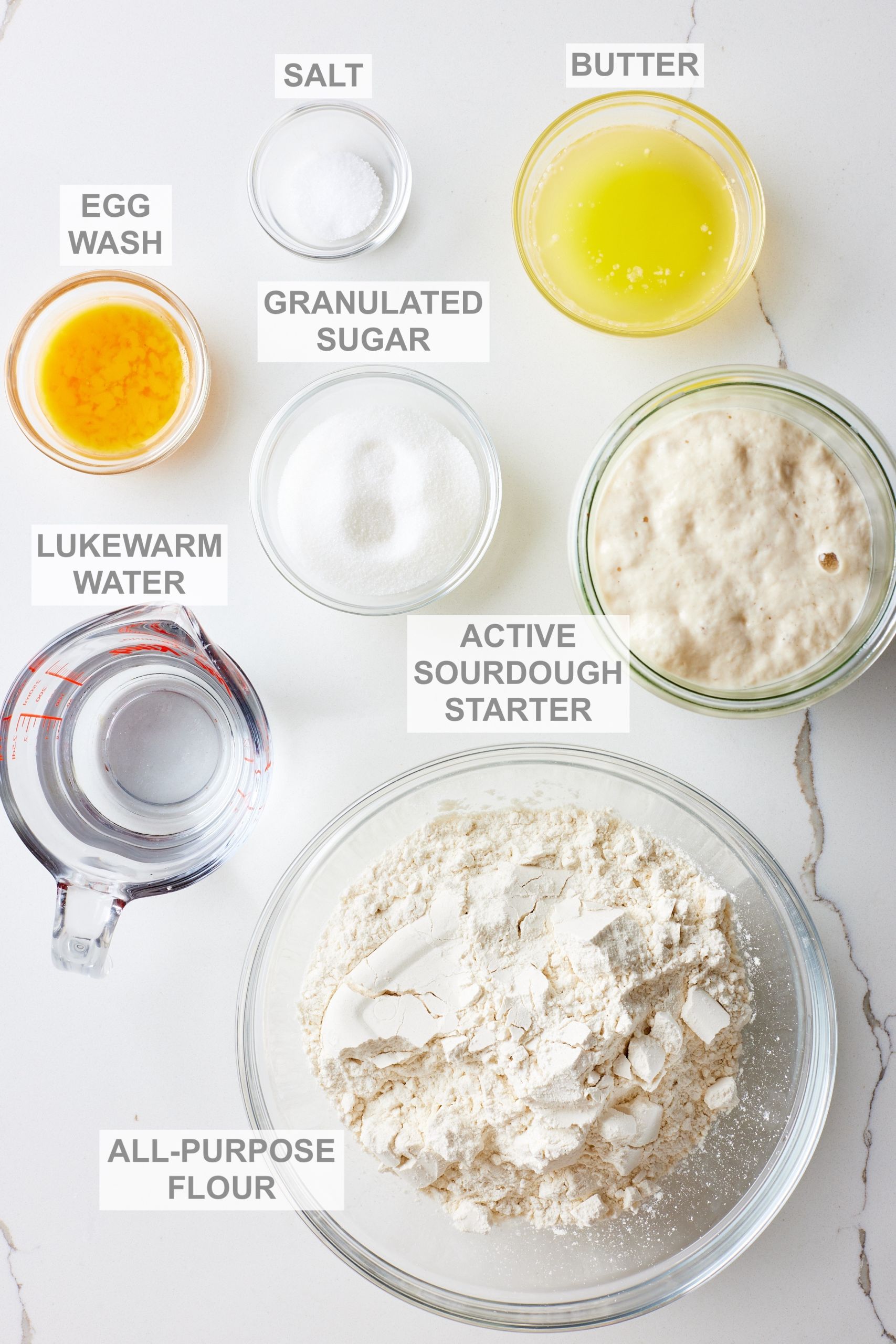Sourdough Dinner Rolls ingredients. 