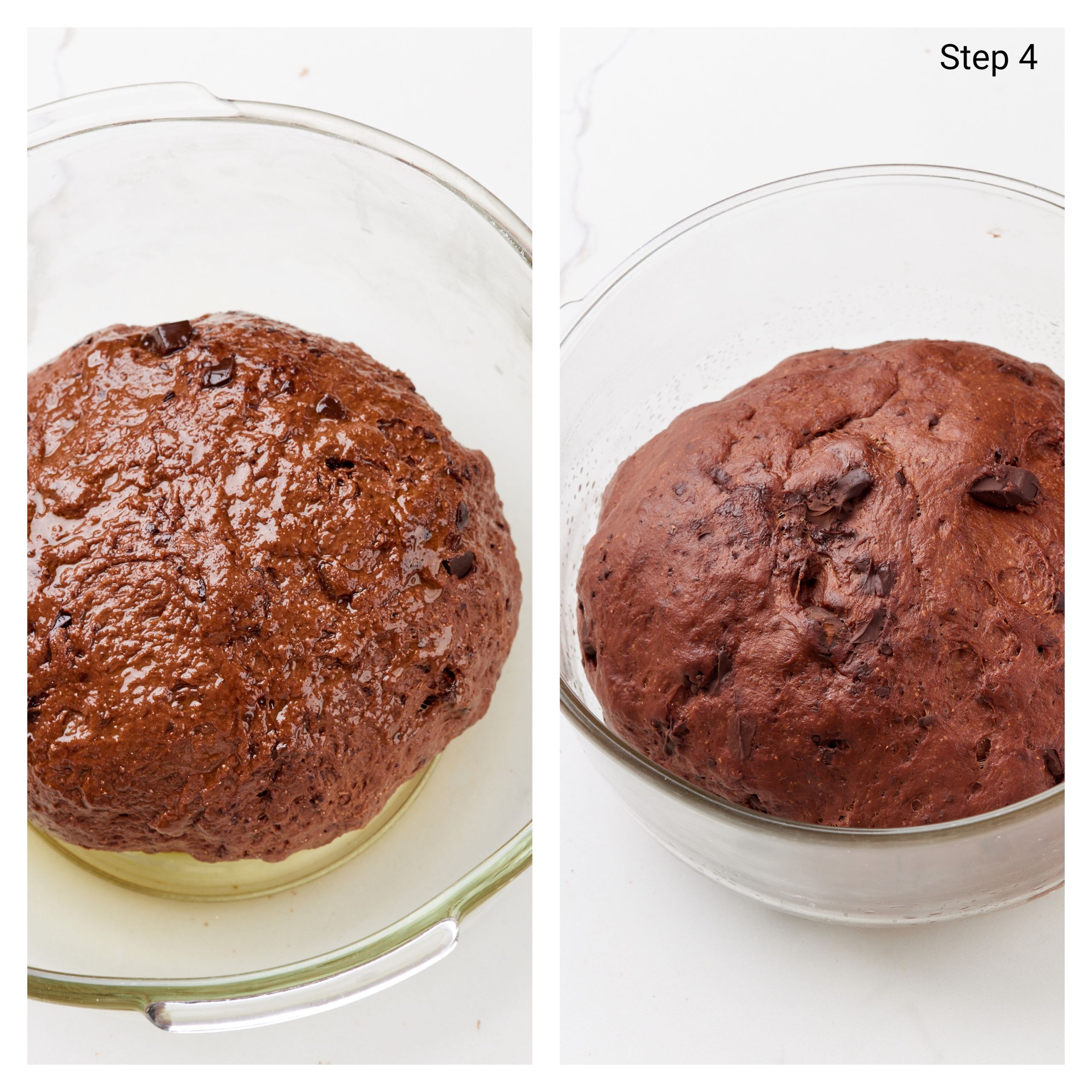 Ferment the dough: in an lightly oiled bowl bulk ferment the dough until double in size.