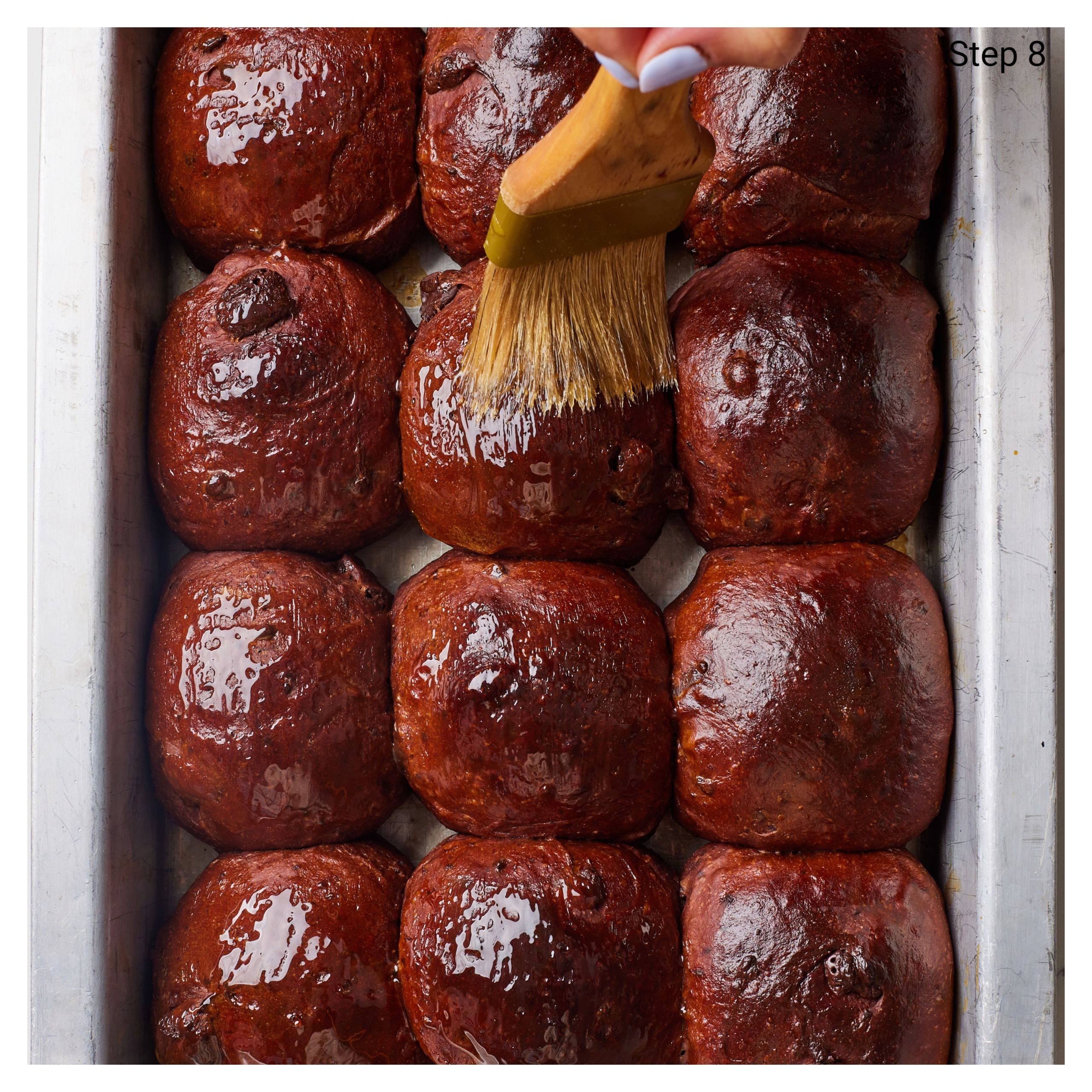 Bake the bund and brush with honey while warm