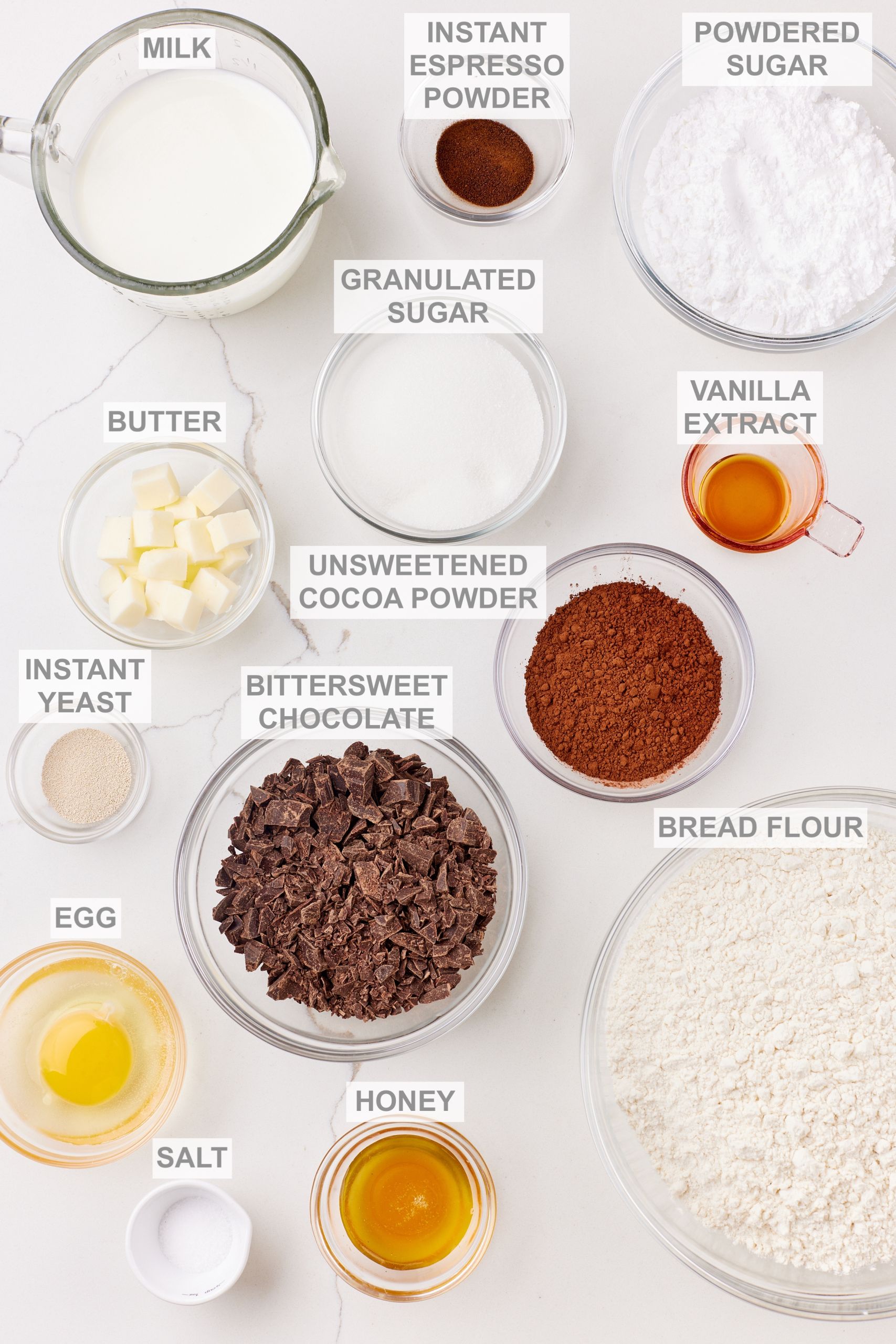 Chocolate Hot Cross Buns ingredients 