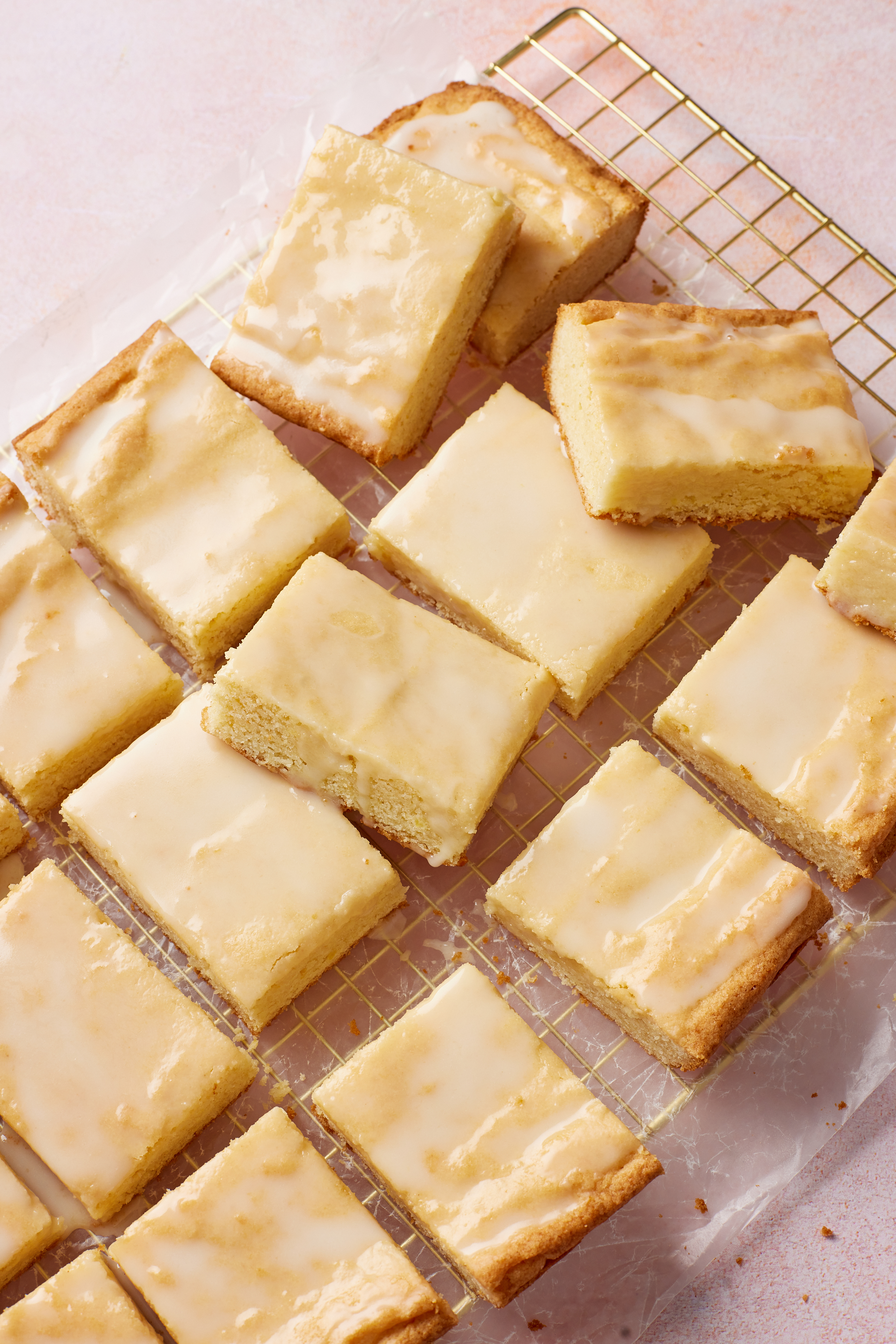 lemon cookie bars 9 Lightly golden and crumbly Lemon Cookie Bars on the cooling rack.