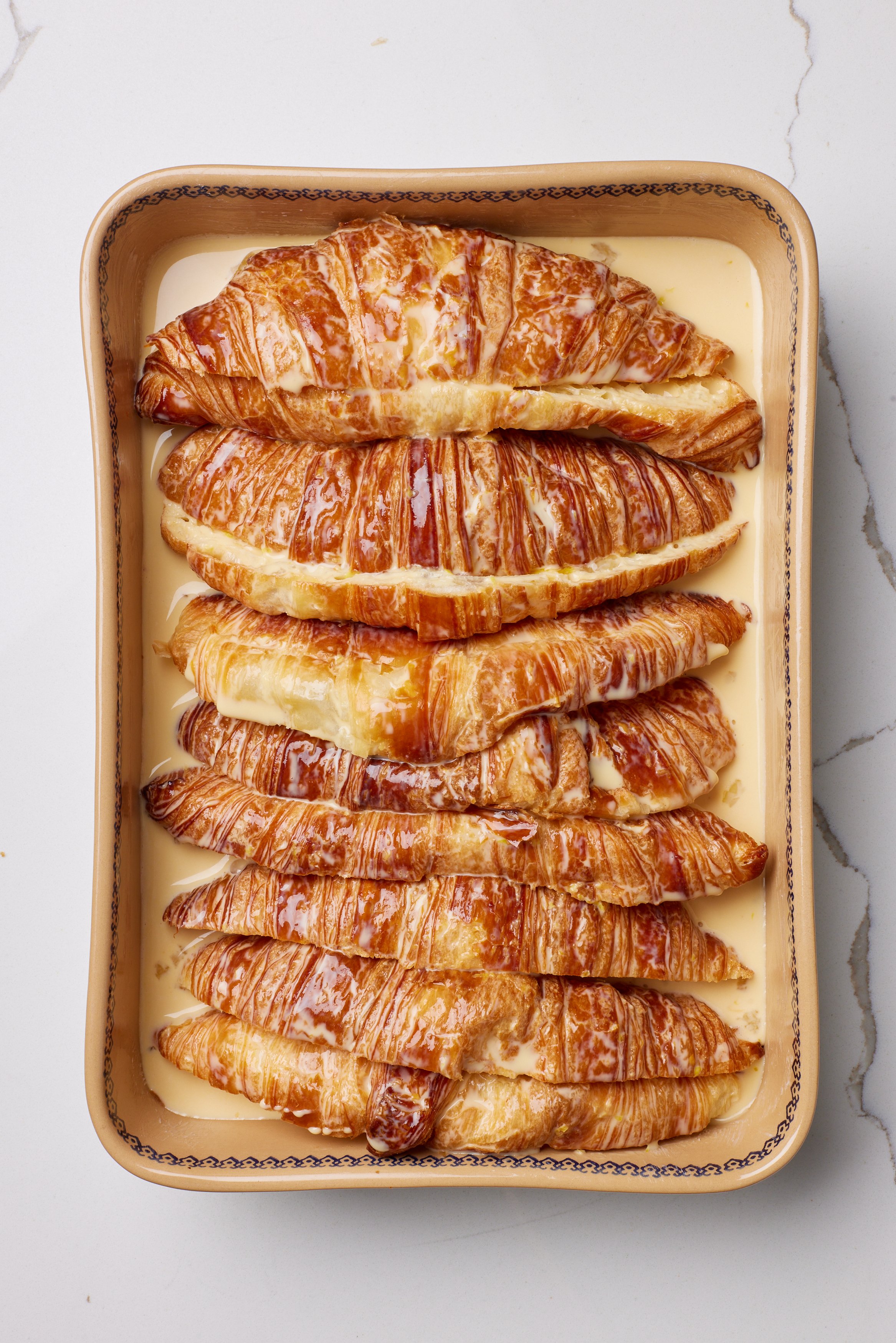 Let custard-poured-over croissants sit for 30 minutes or so to absorb all the liquid. 