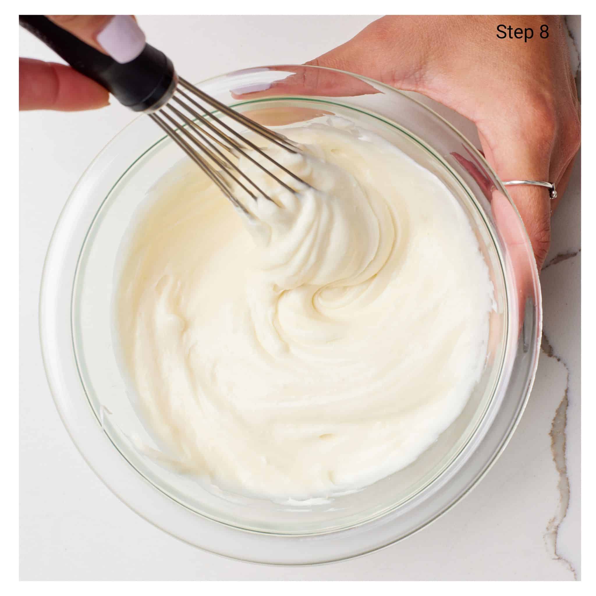 Mix cream cheese topping ingredients until smooth. 