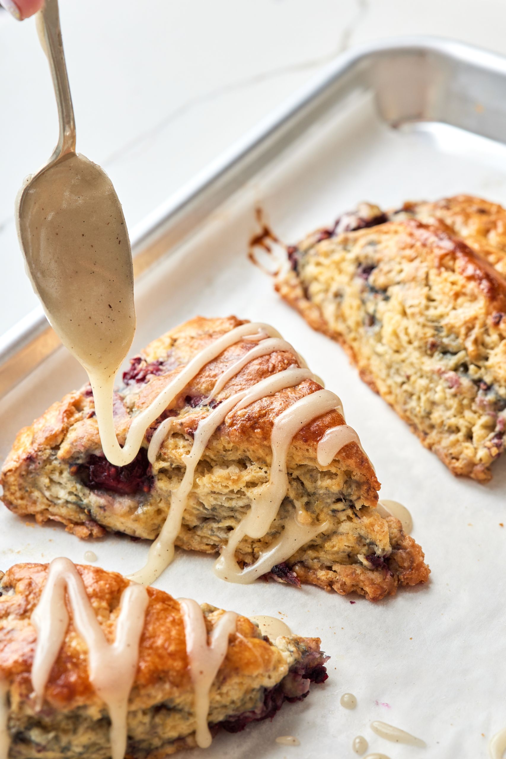 Drizzle glaze over scones and leave for 10 minutes undisturbed. 