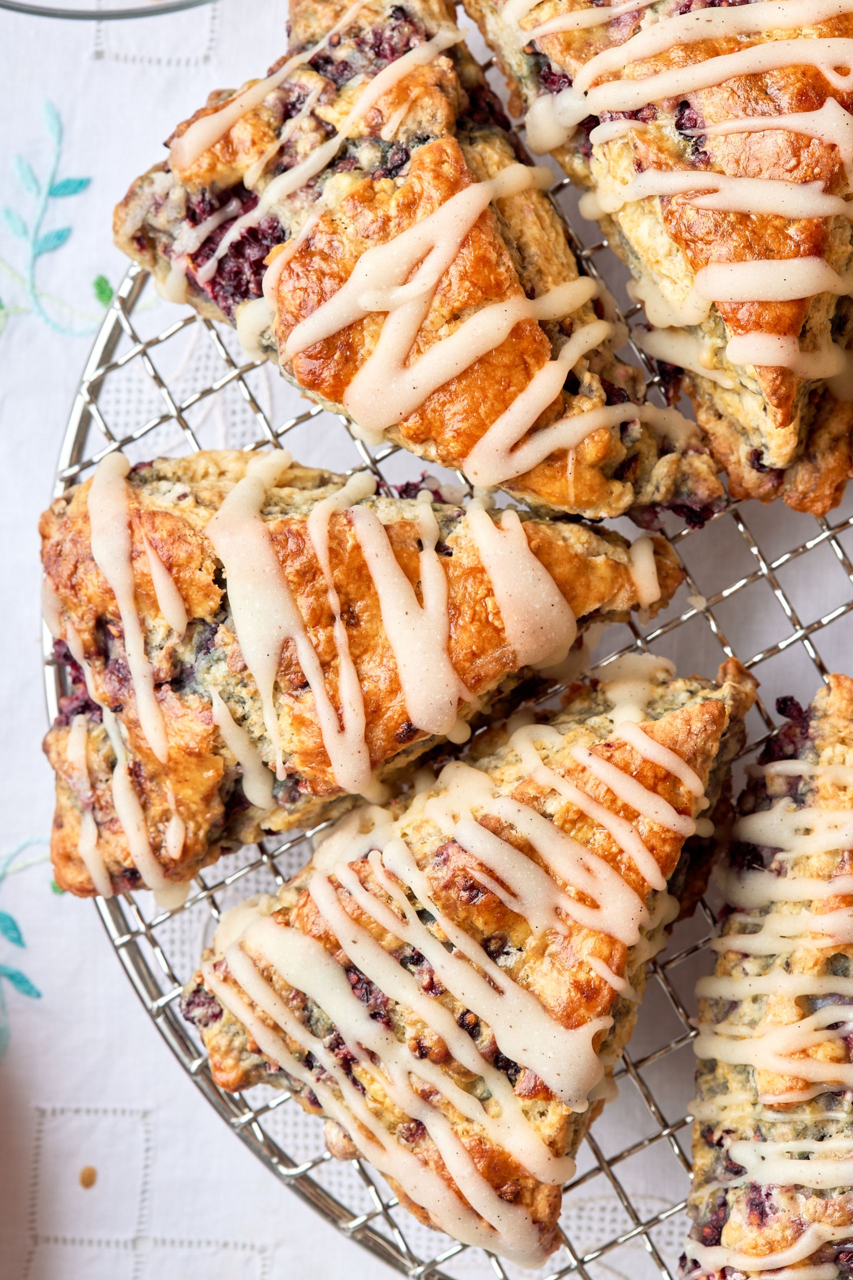 Glazed blackberry scones