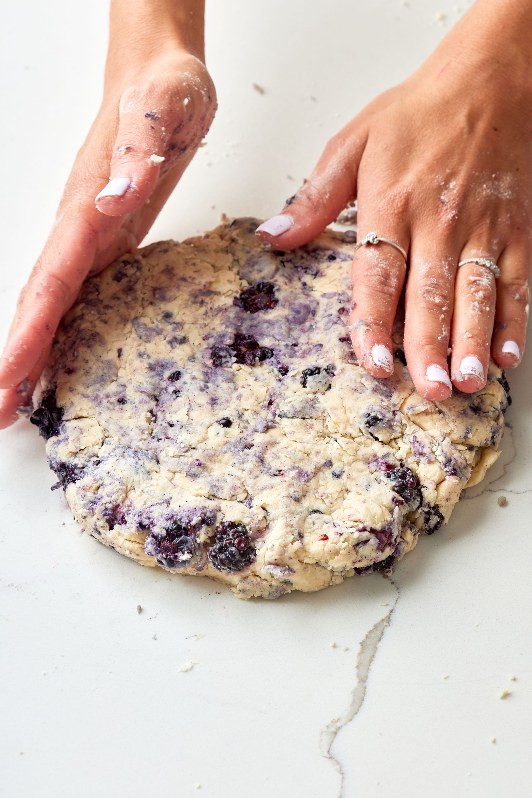 Shape the scone dough into a 13-in-diameter circle.
