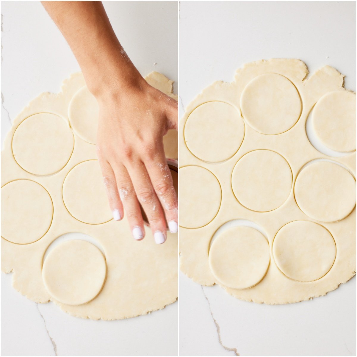 Step-by-step instructions on how to make Blueberry Pie Cookies : roll and cut the pie crust. 