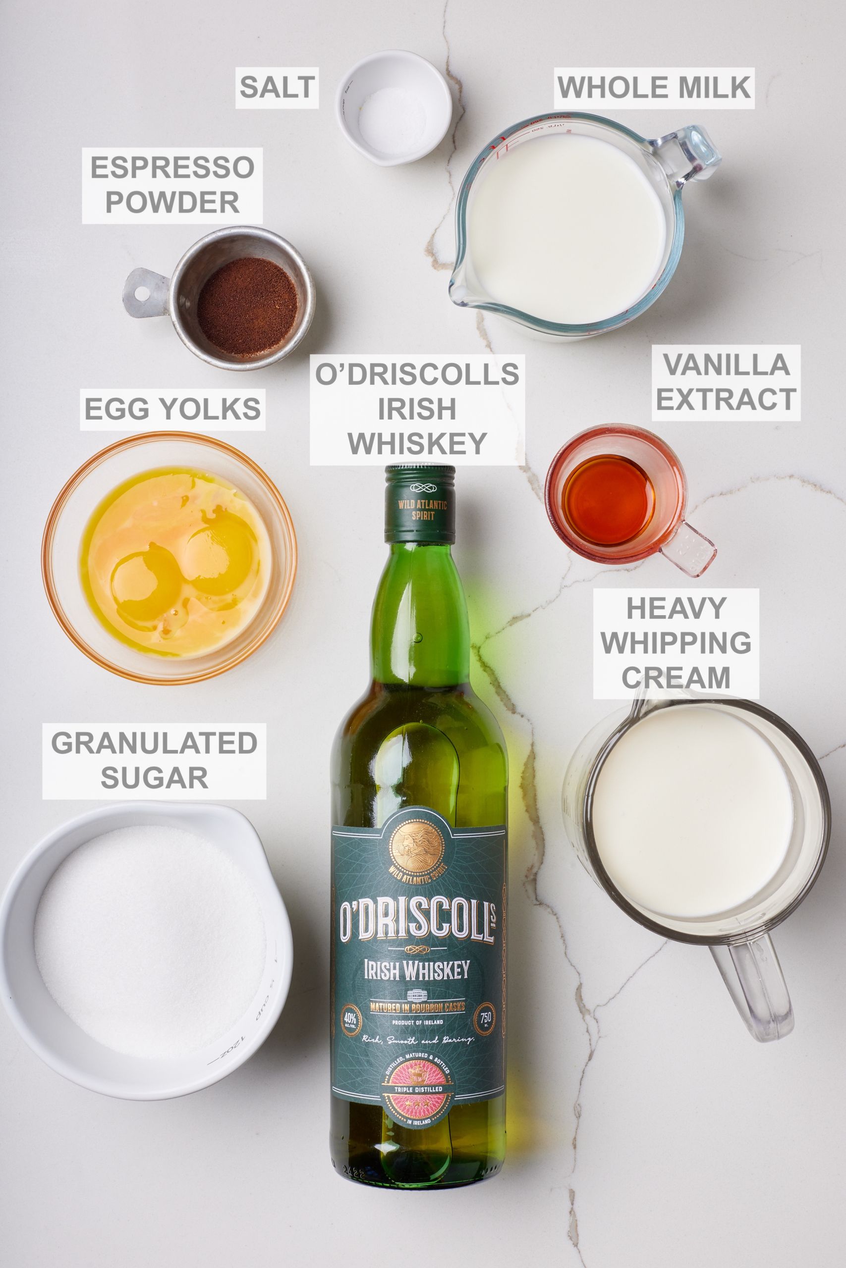 Whiskey Ice Cream (No Churn) ingredients.