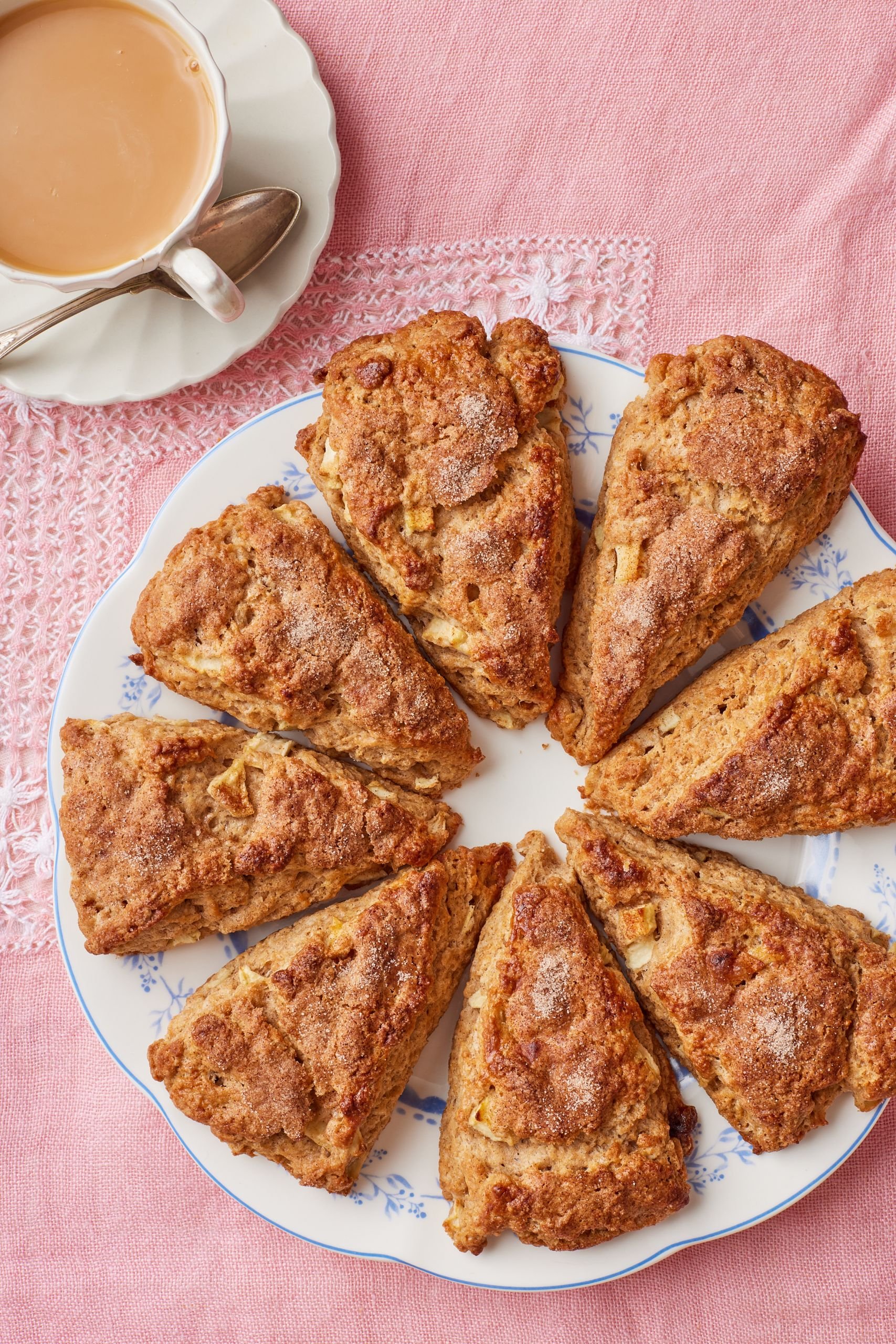 Apple Cinnamon Scones are served with tea.