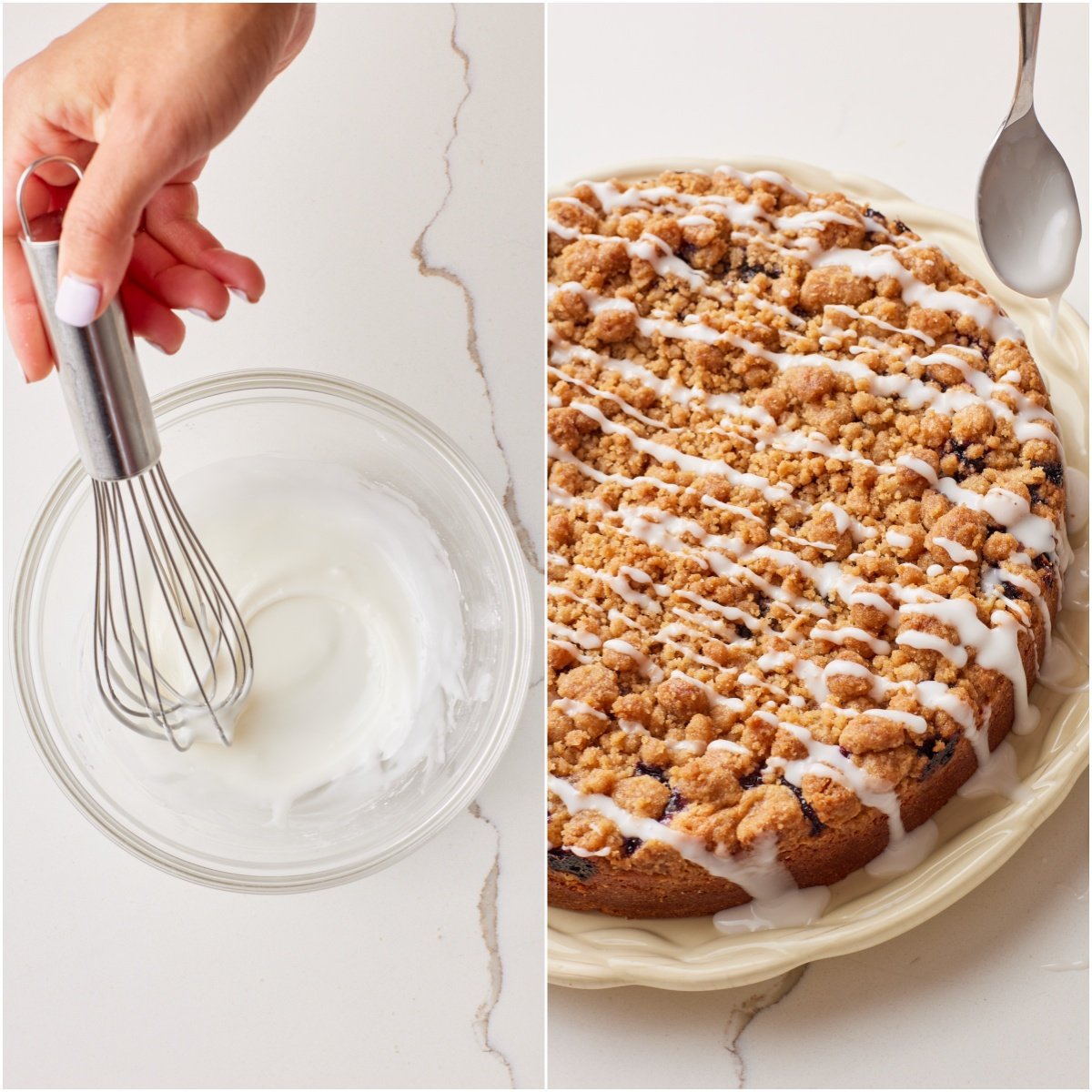Make lemon glaze and drizzle it over cooled cake.