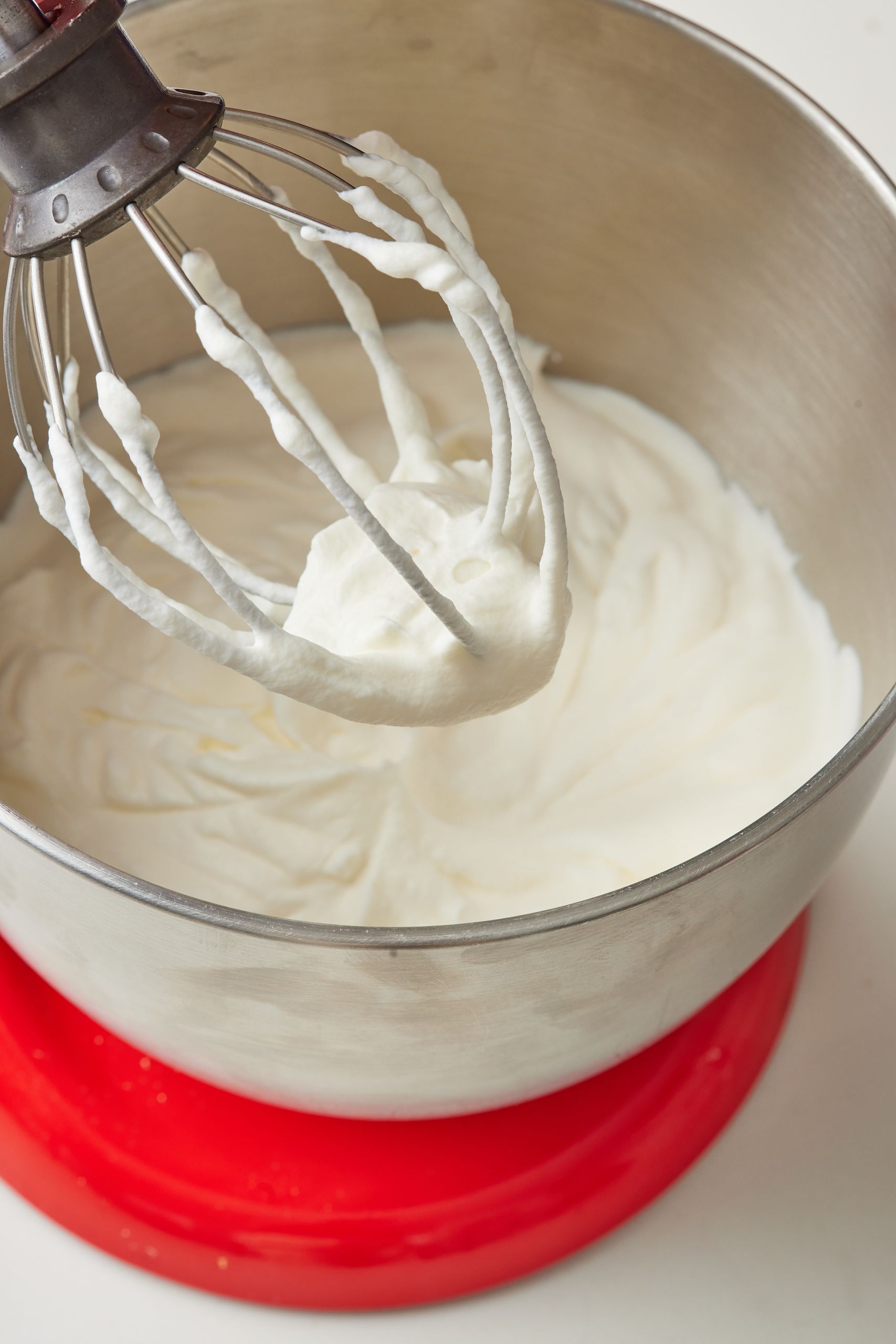 Whip heavy cream until medium peaks