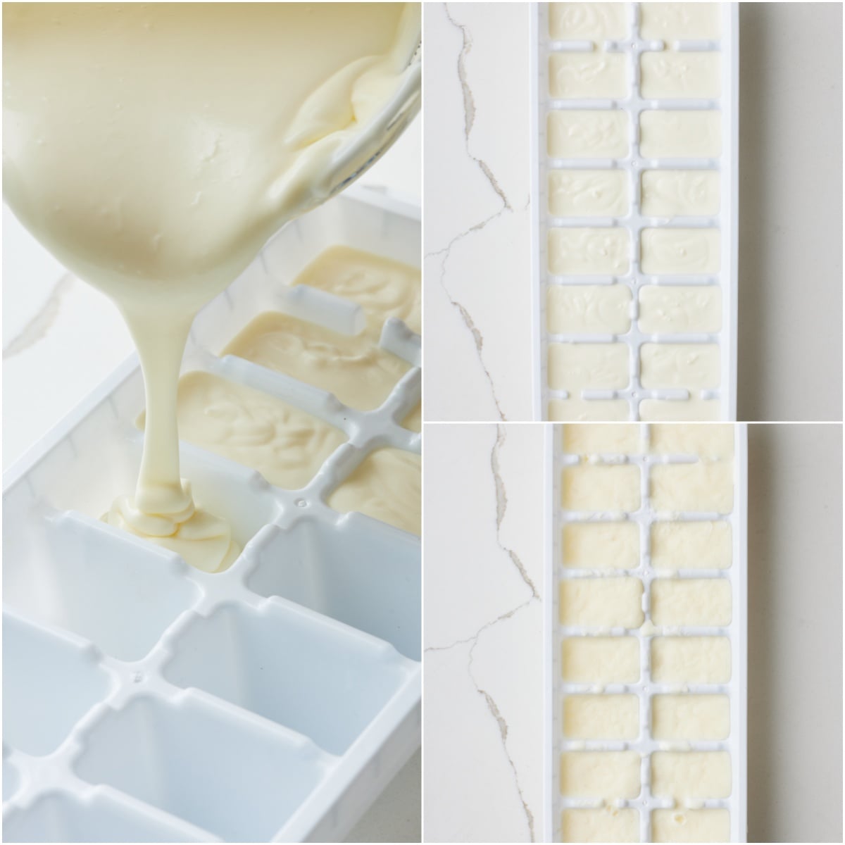 pour Yogurt mixture into the ice cube tray and freeze for 4 hours