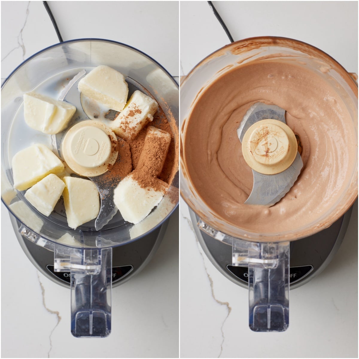 Blend frozen yogurt cubes, milk, cocoa powder until smooth