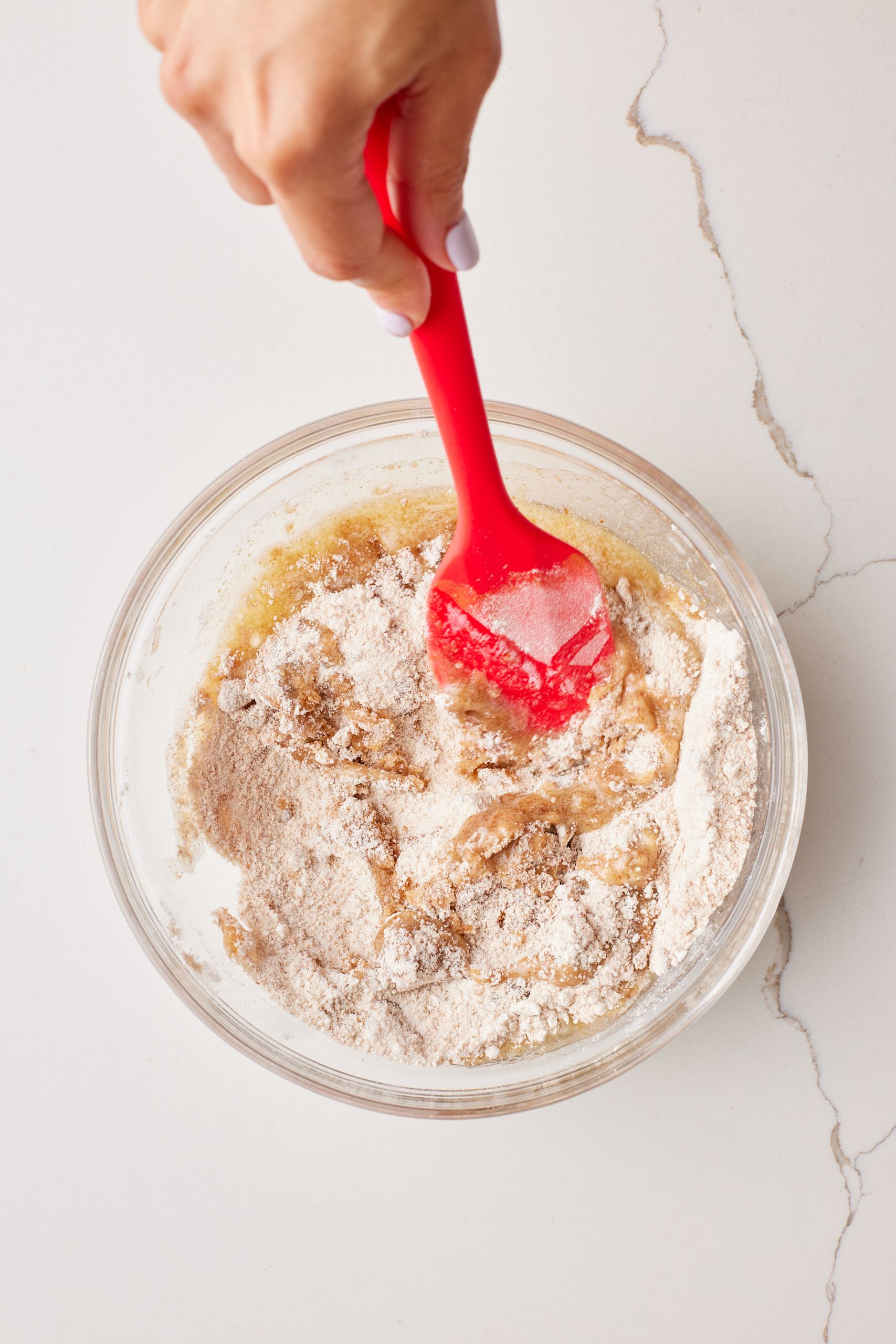 Step-by-step instructions on how to make Blueberry Sour Cream Coffee cake: mix dry ingredients together.