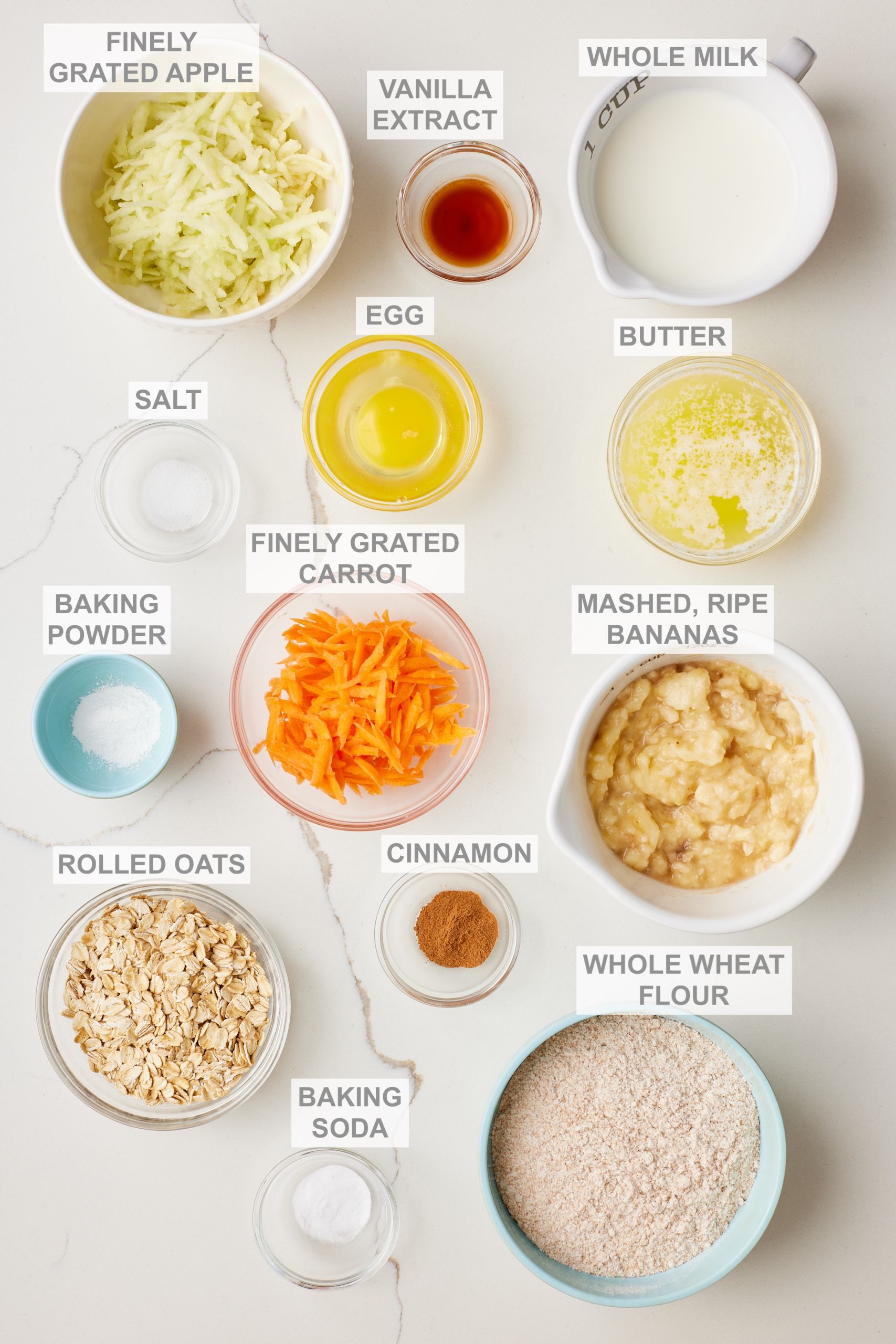 ABC Muffins (Apple, Banana, Carrot) ingredients 