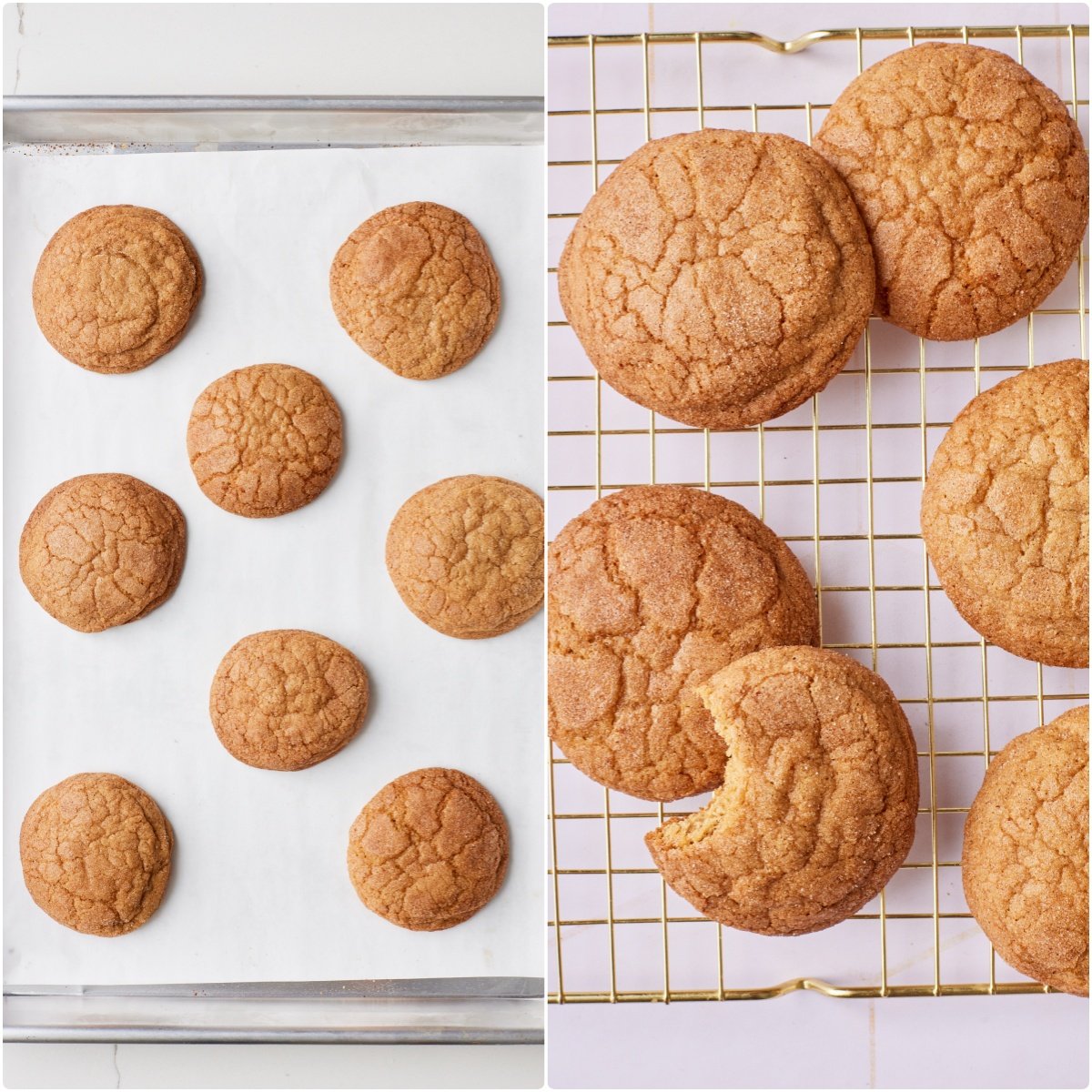 Bang the tray to create crinkles for the cookies. Then let cool on the tray for 5 minutes before transferring to a wire rack. 