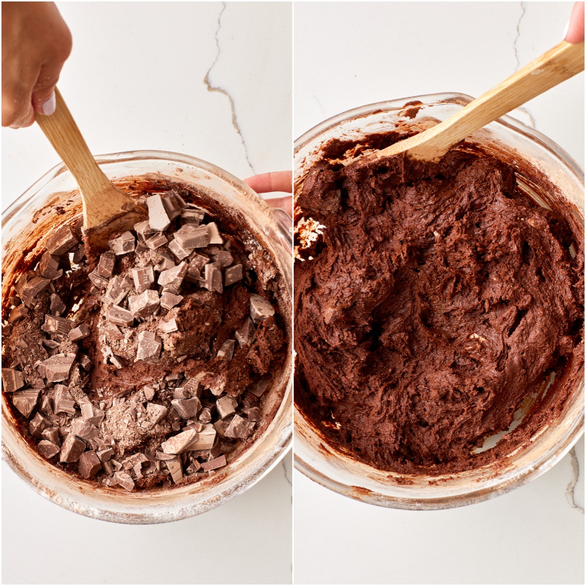 Fold in chopped chocolate and mix until even. 