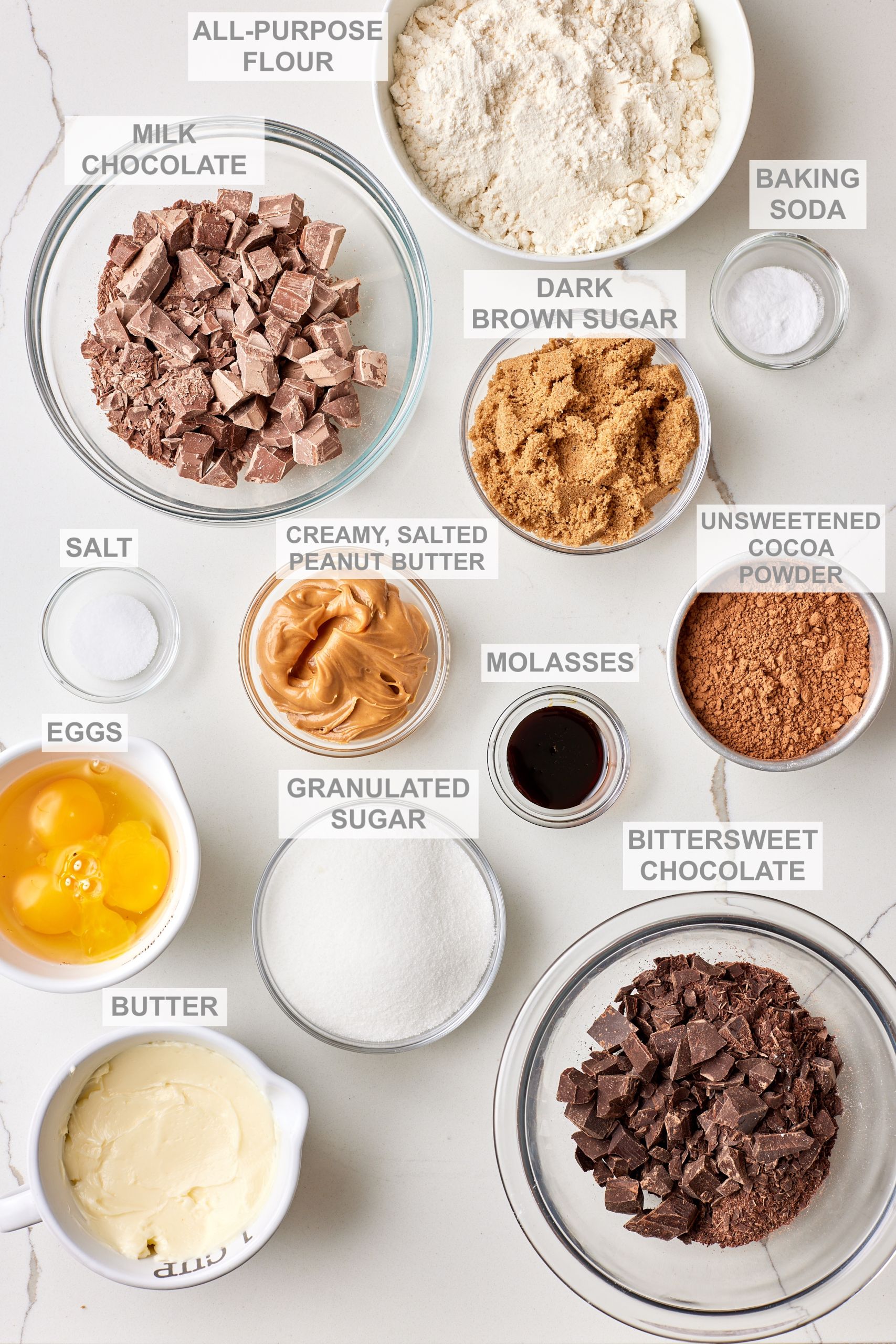 Chocolate Peanut Butter Stuffed cookies ingredients 