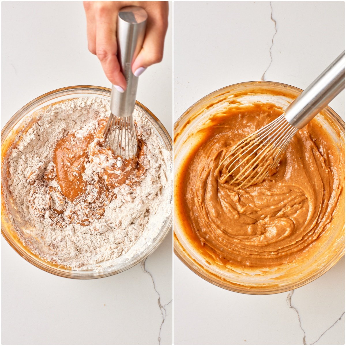 Combine the wet and dry ingredients together until just combined.