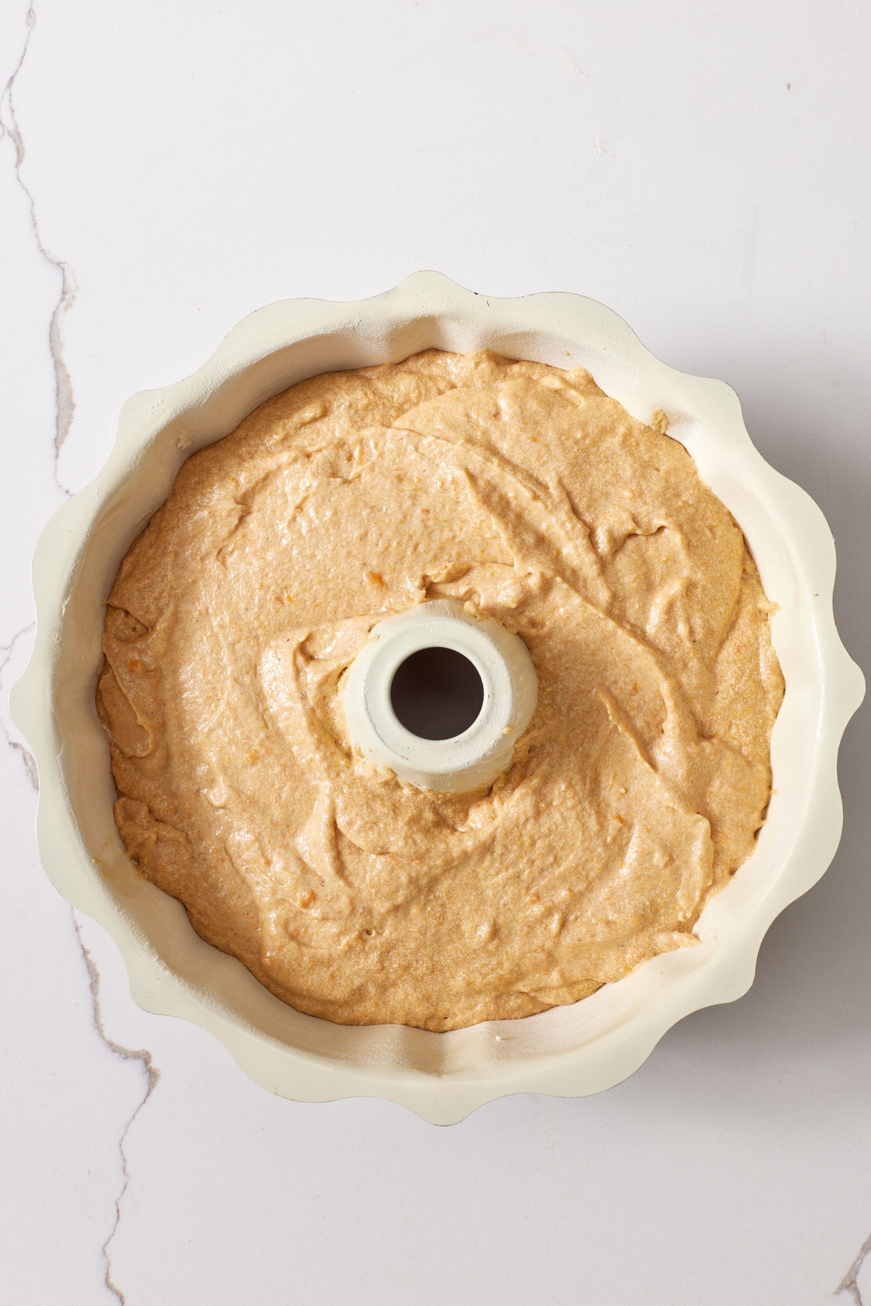 Sweet Potato Pound Cake8 Pour the pound cake batter into the pan