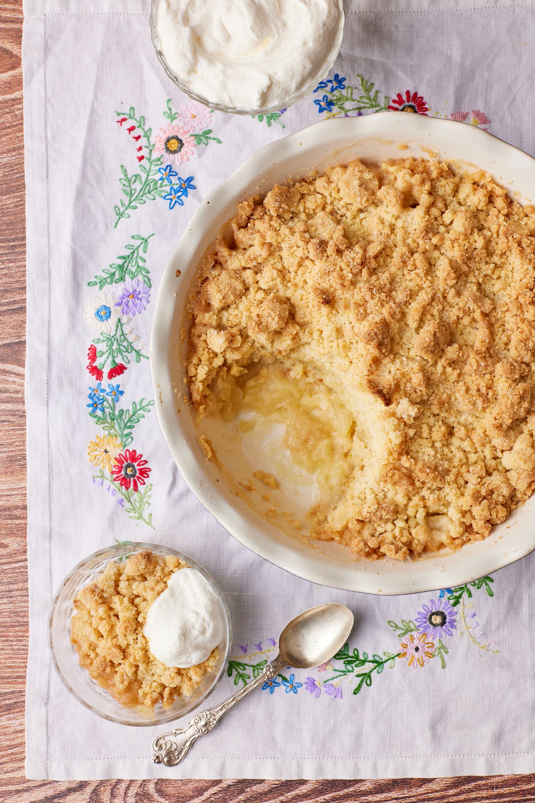 Serve apple cobbler with ice cream.