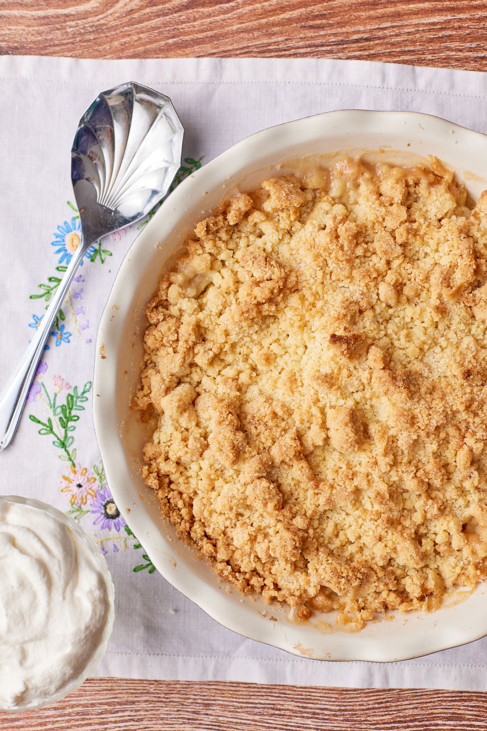 Golden Apple Cobbler With Cake Mix served with ice cream or whipped cream.