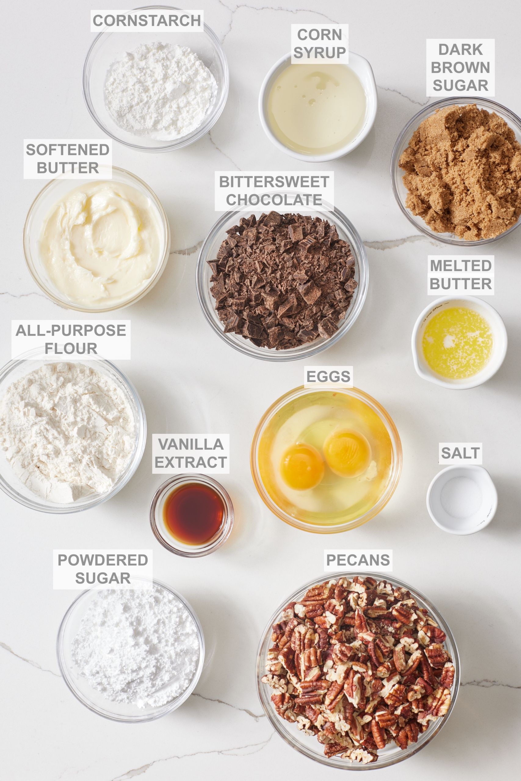 Chocolate Pecan Pie Bars ingredients