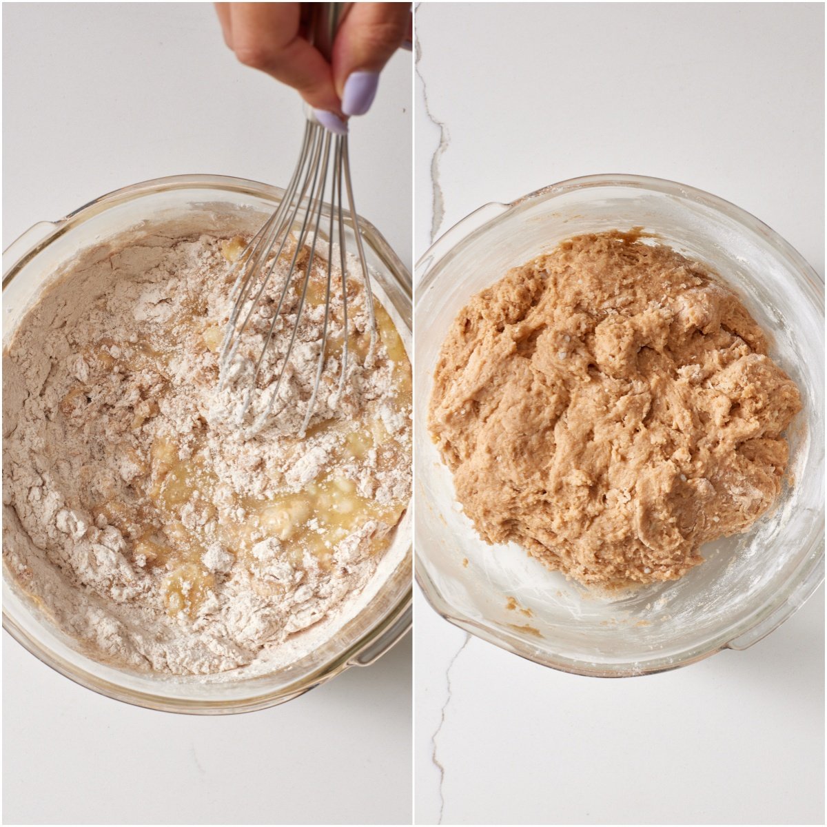 Whisk the dry ingredients, and finish the dough