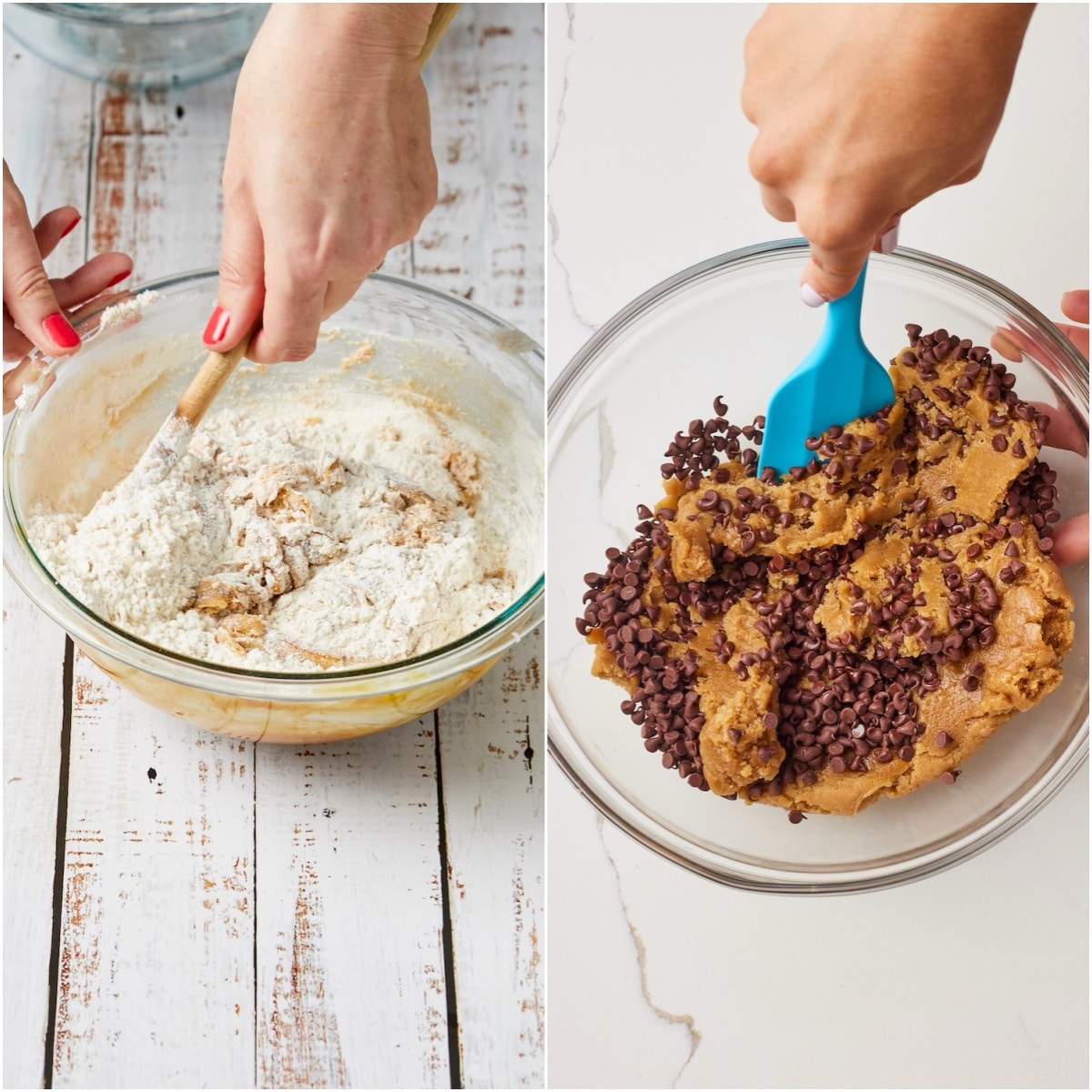 Cookie Brittle step3 Mix in flour and then chocolate chips.
