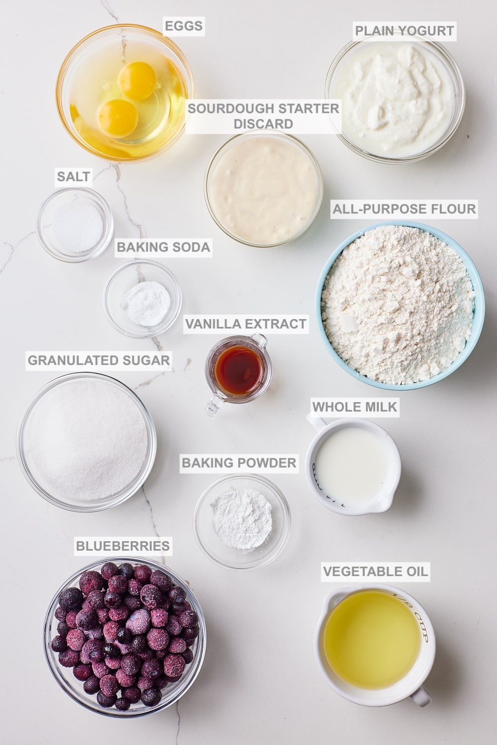 Sourdough Blueberry Muffins1 Sourdough Blueberry Muffins ingredients