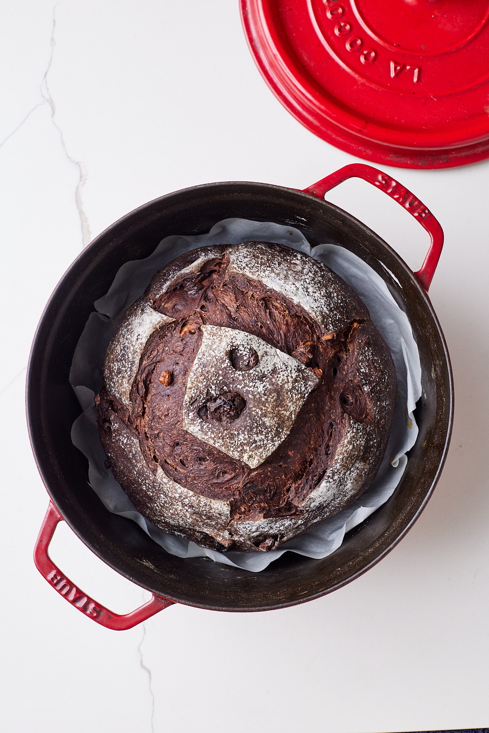 Chocolate Sourdough Bread11 A chocolate sourdough bread baked in the dutch oven.